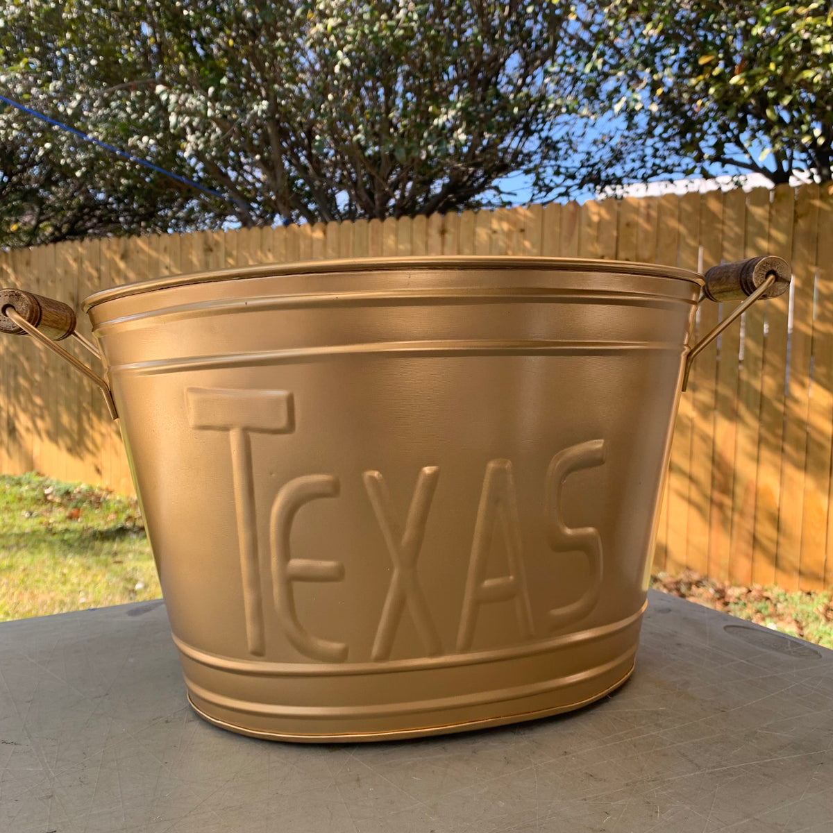 18" TEXAS GOLDEN COPPER METAL OVAL TUB WESTERN HOME DECOR METAL ART NEW #EH10391