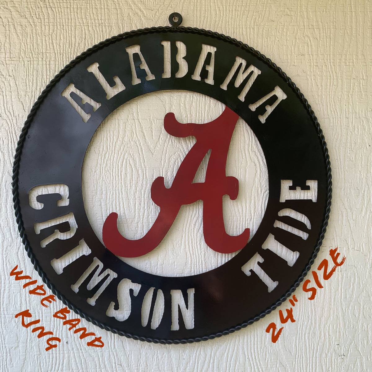 ALABAMA CRIMSON TIDE WIDE BAND RING CUSTOM METAL VINTAGE SIGN TEAM HANDMADE