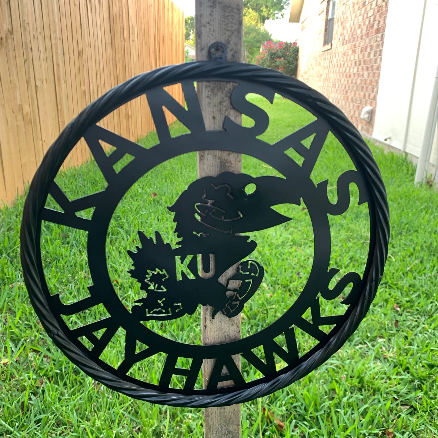 KANSAS JAYHAWKS BLACK METAL CUSTOM VINTAGE CRAFT WALL ART TEAM SIGN HANDMADE