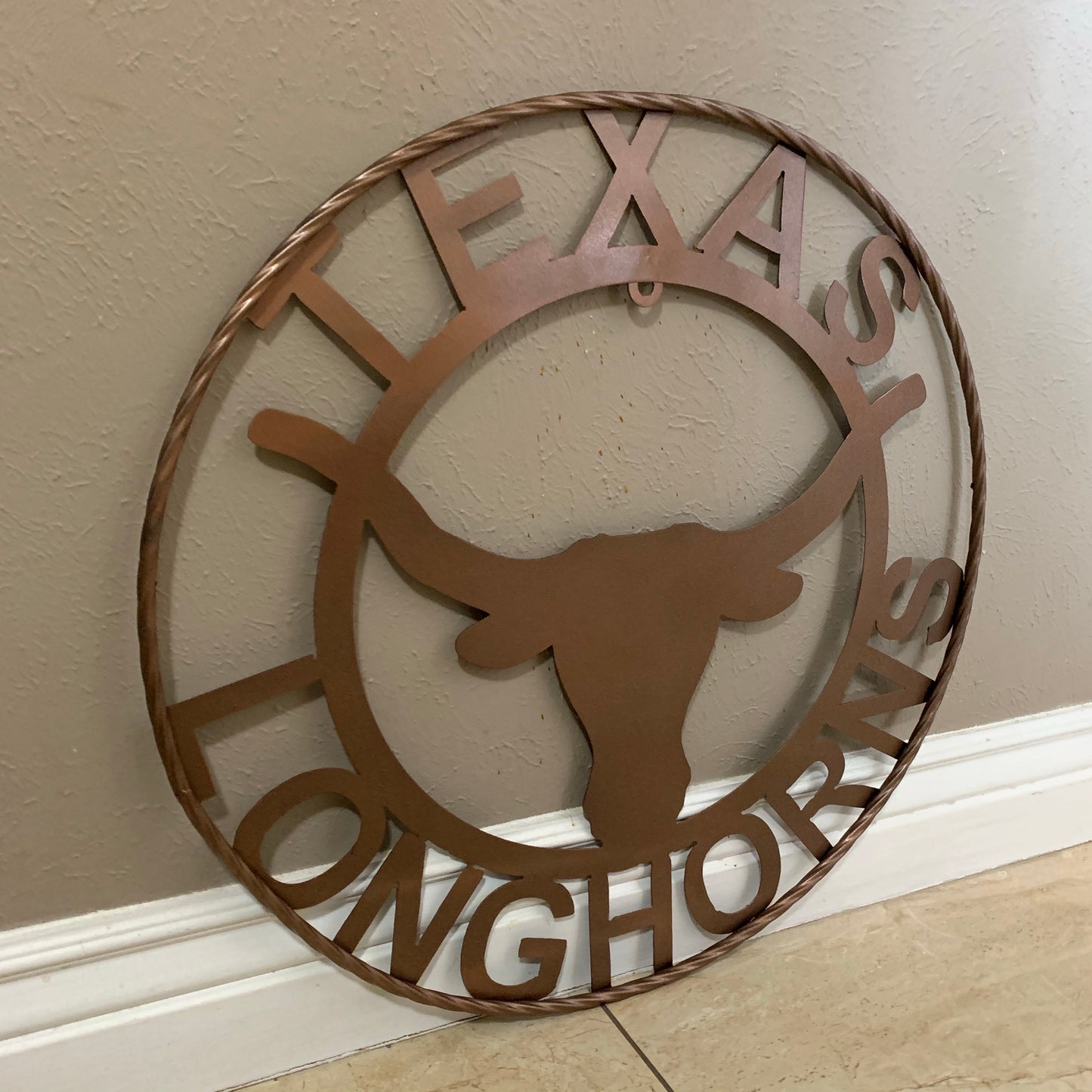 TEXAS LONGHORNS CUSTOM METAL VINTAGE CRAFT SIGN TEAM ART WESTERN HOME DECOR RUSTIC BRONZE #EH12552 12",18",24",36",50"
