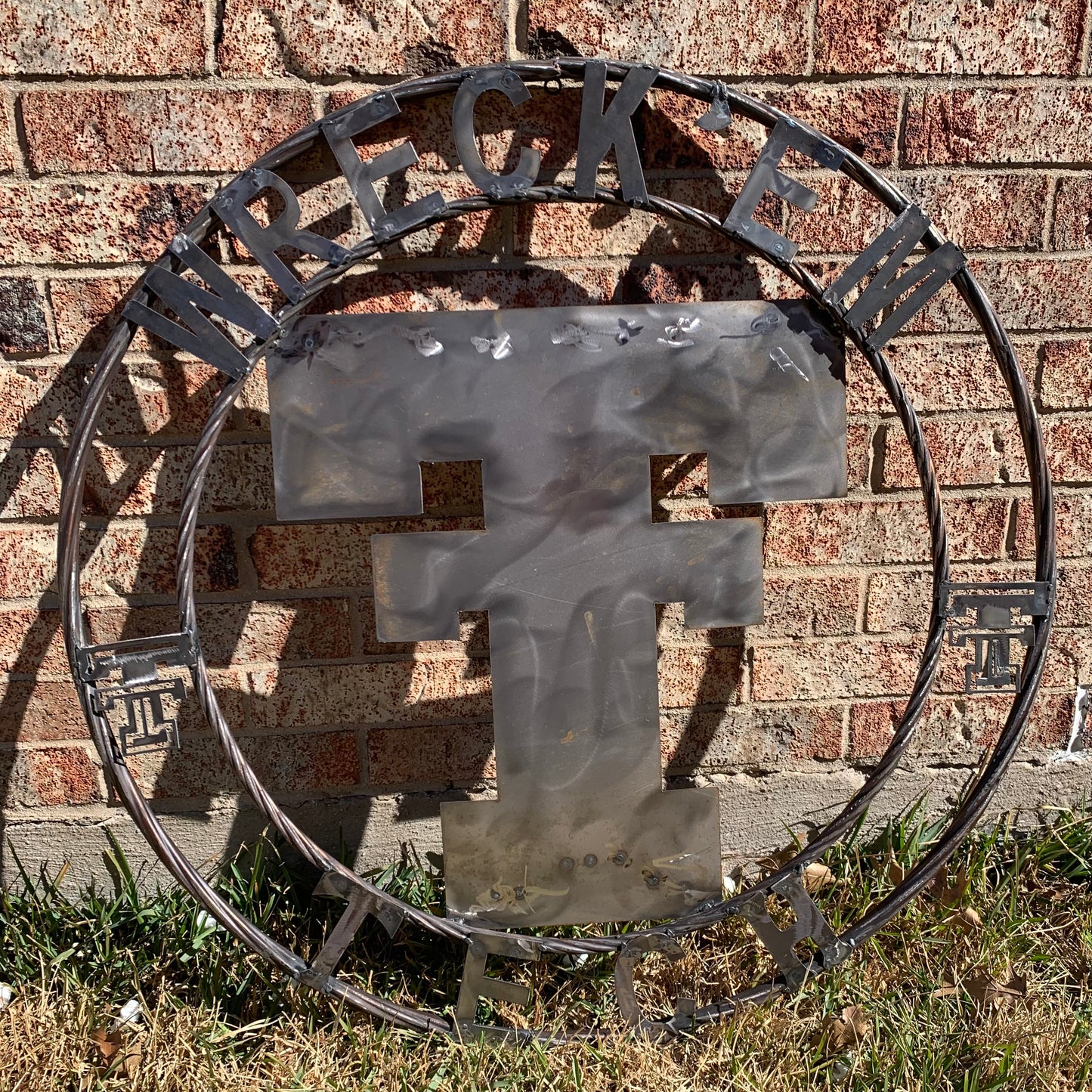12",18",24",32",36" WRECKEM TEXAS TECH RAW METAL CUSTOM VINTAGE CRAFT METAL TEAM SIGN HANDMADE