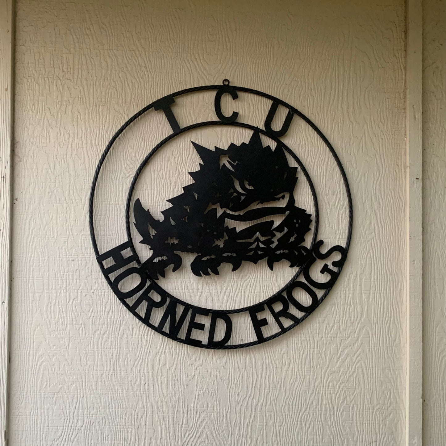 TCU HORNED FROGS BLACK CUSTOM METAL VINTAGE CRAFT TEAM SIGN HANDMADE