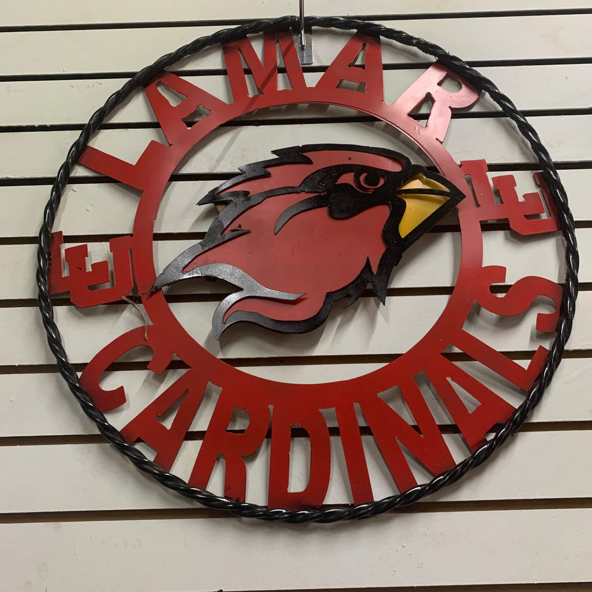 LAMAR CARDINALS CUSTOM METAL VINTAGE CRAFT SIGN WALL ART RUSTIC TEAM WESTERN HOME DECOR HANDMADE