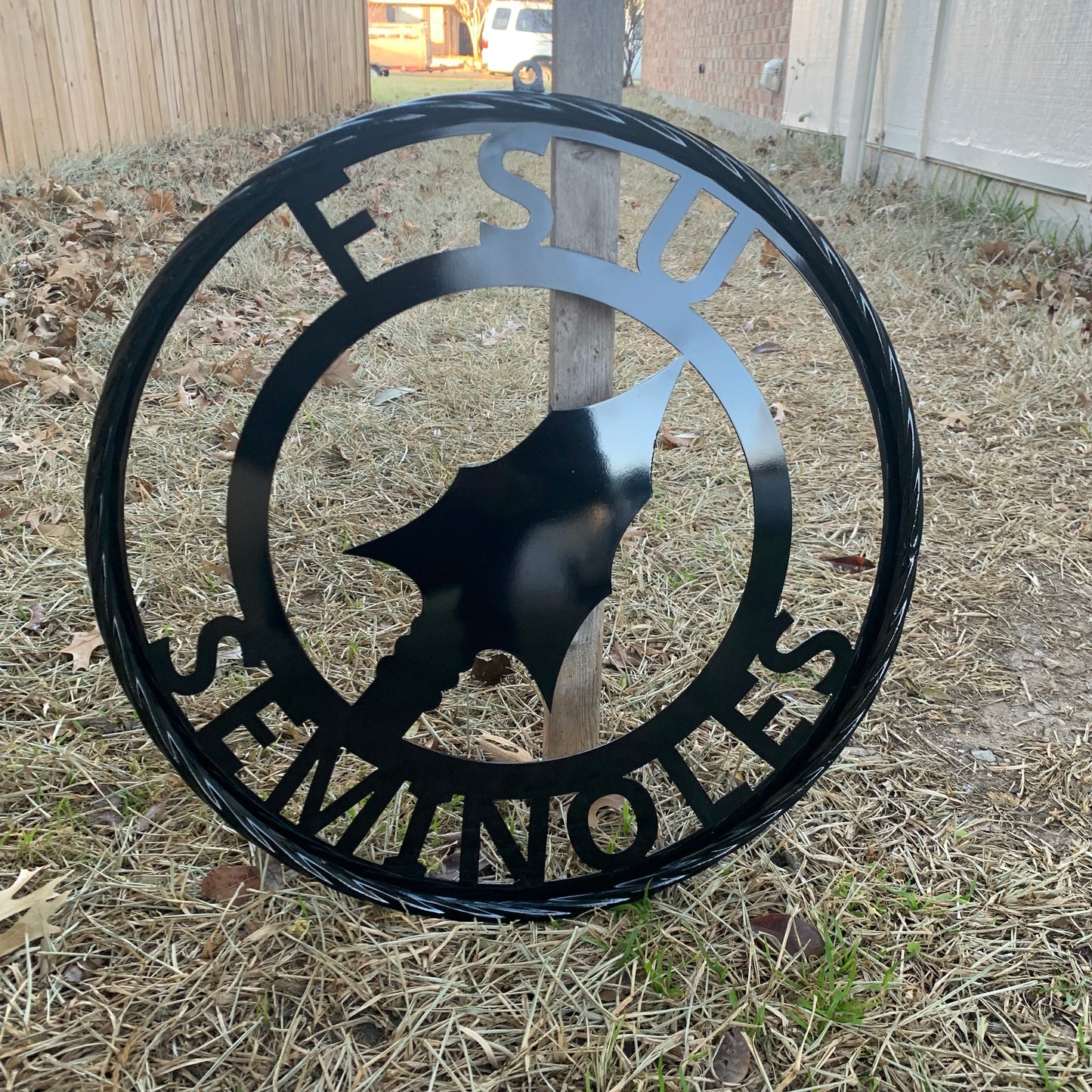 12", 18", 24", 32" FSU SEMINOLES FLORIDA STATE SPEAR CUSTOM METAL VINTAGE CRAFT TEAM SIGN RUSTIC BLACK HANDMADE