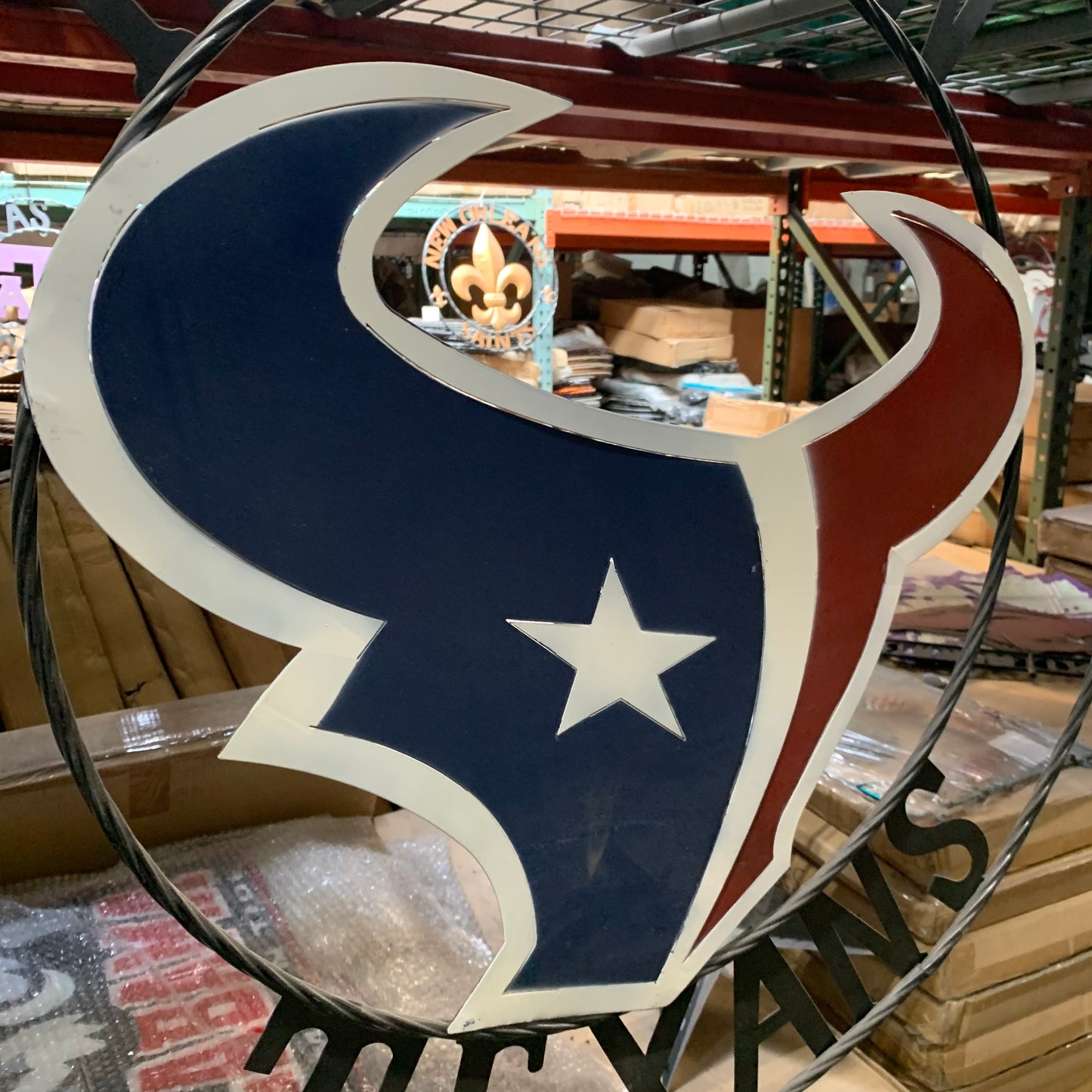 HOUSTON TEXANS CUSTOM METAL VINTAGE CRAFT SIGN WALL ART WESTERN HOME DECOR HANDMADE 18",24",32",36",40",50"