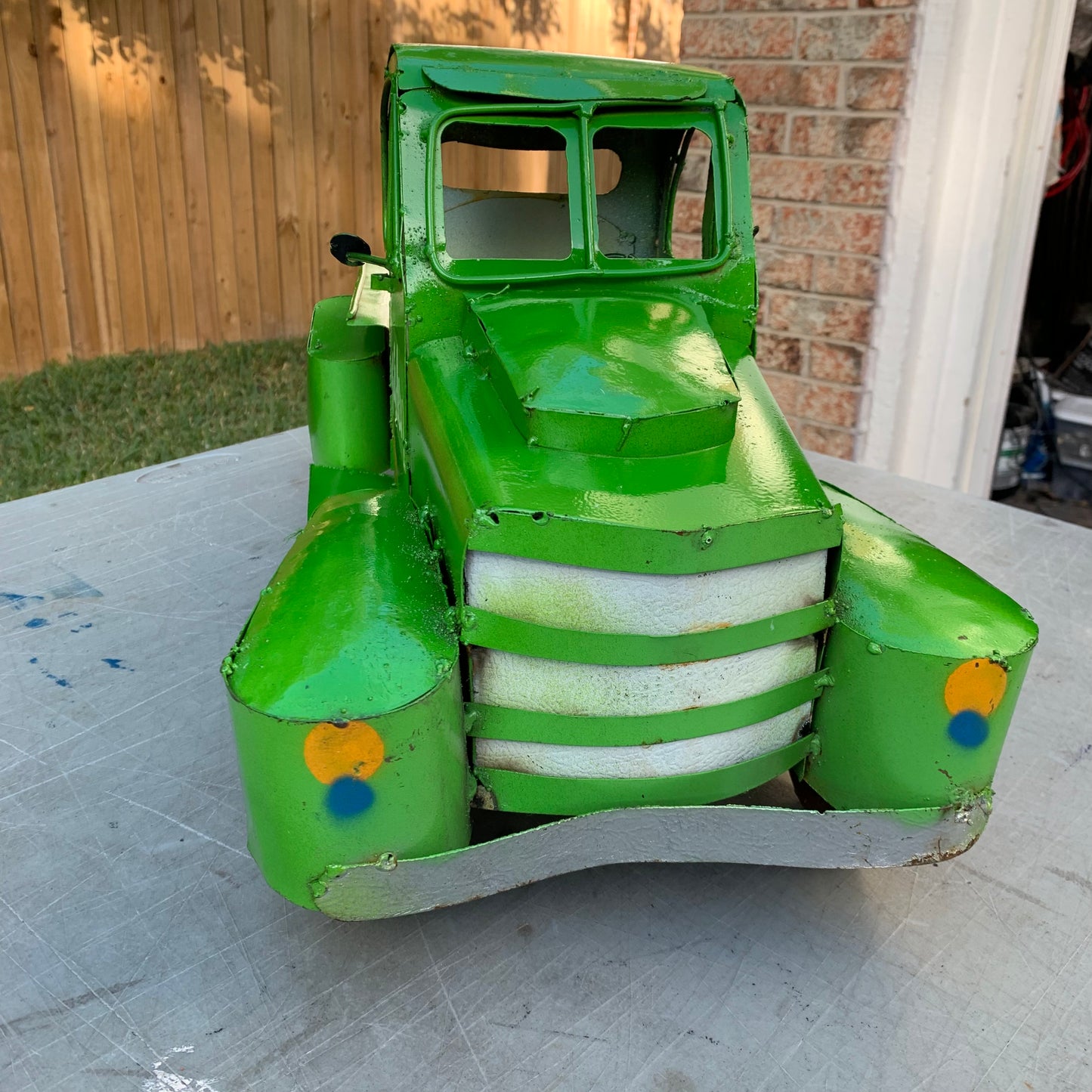 GARDEN GREEN 20" PICKUP TRUCK METAL ART GARDEN FIGURINE OUTDOOR & INDOOR GARDEN WESTERN HOME DECOR HANDMADE NEW SIZE 20"L x 10"W x 12" H #EH12523