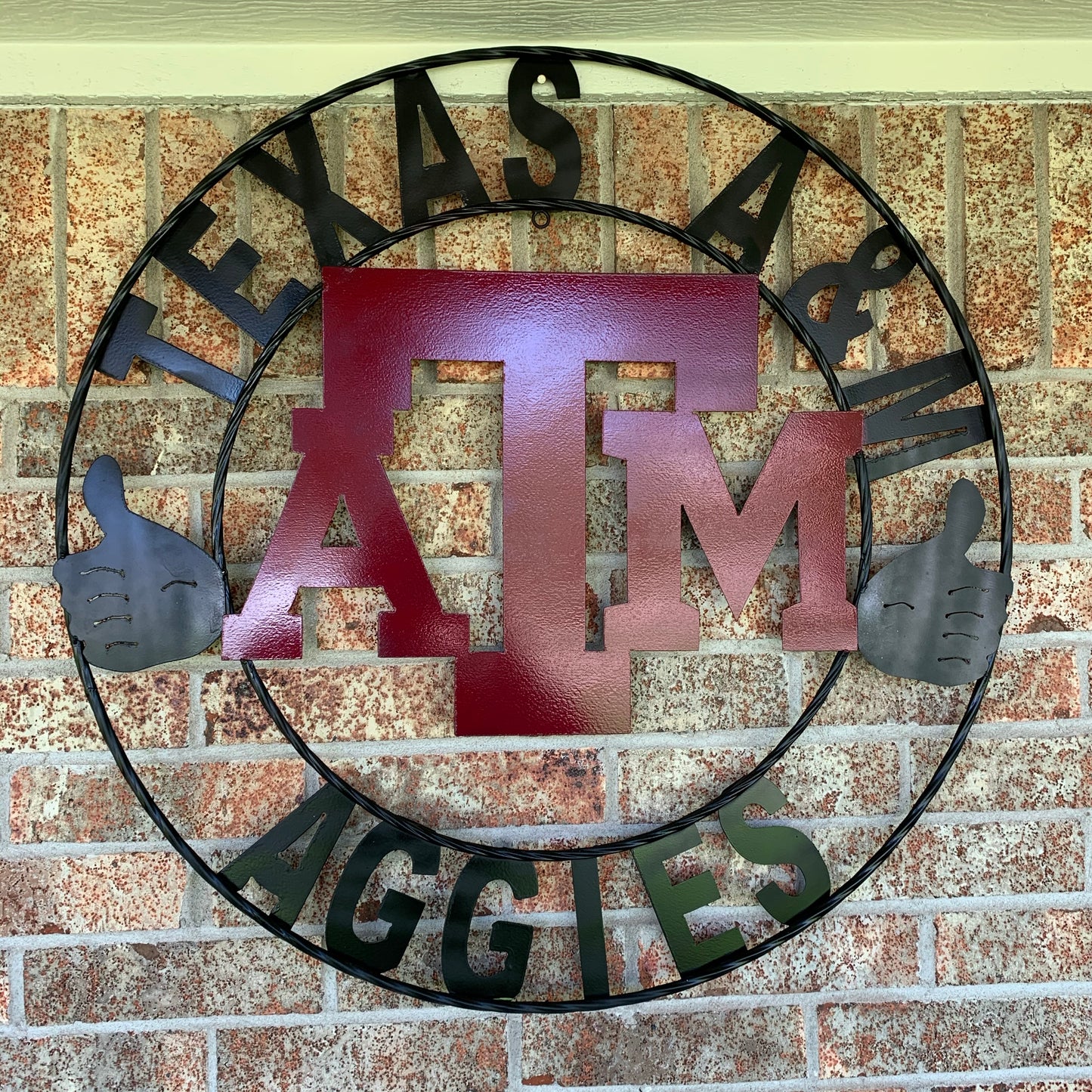 GIGEM AGGIES TEXAS A&M CUSTOM METAL VINTAGE CRAFT TEAM SIGN WESTERN HOME DECOR HANDMADE