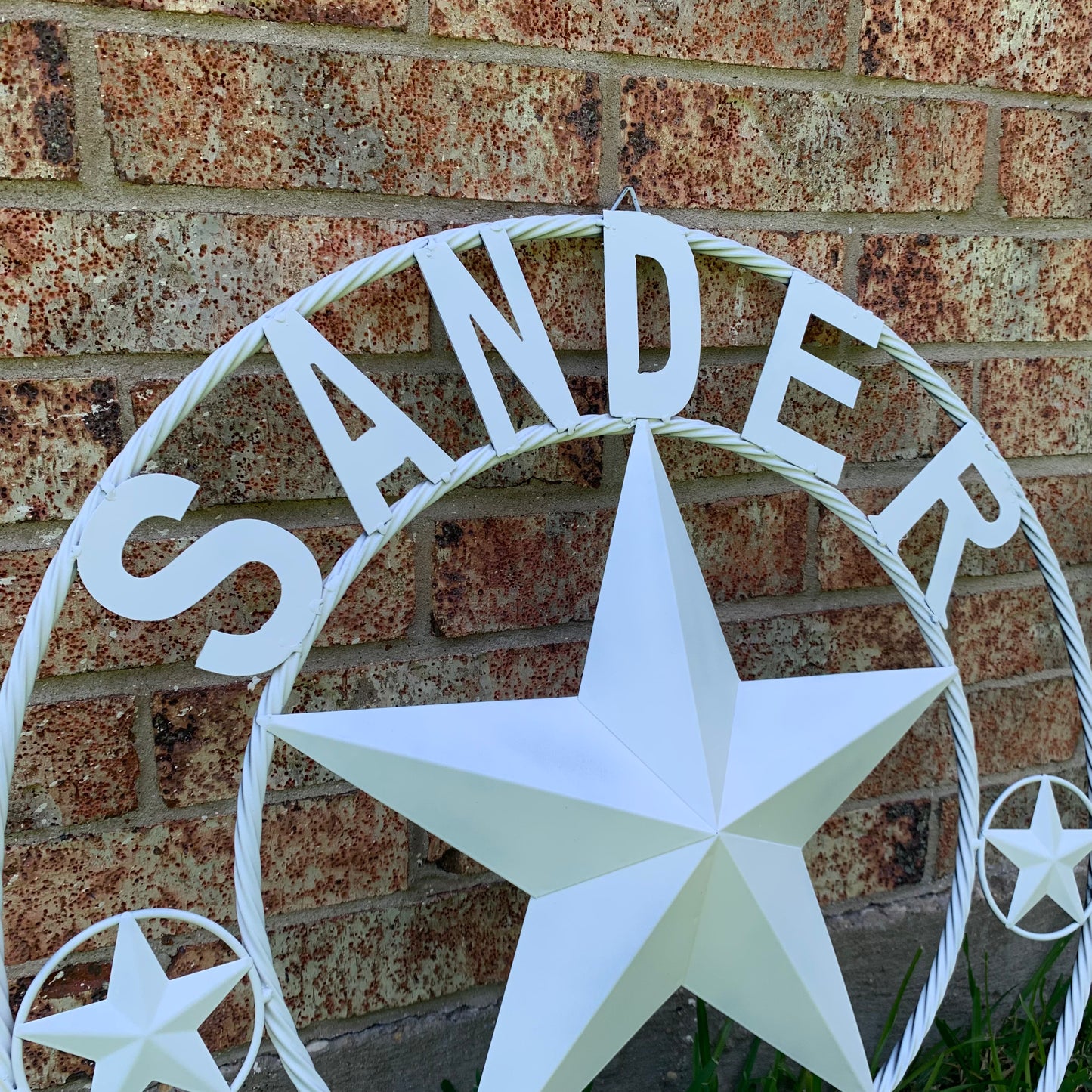 SMITH STYLE YOUR CUSTOM NAME STAR METAL BARN WHITE STAR 3d WITH TWISTED ROPE RING DESIGN METAL WALL ART WESTERN HOME DECOR VINTAGE RUSTIC NEW HANDMADE, 24", 32", 36", 40", 44", 46", 50"