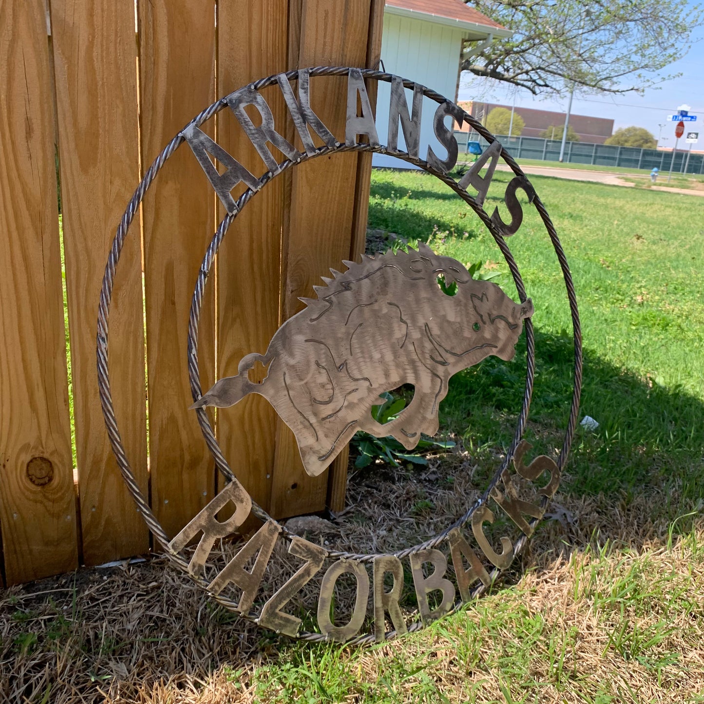 ARKANSAS RAZORBACKS CUSTOM RAW METAL VINTAGE CRAFT TEAM SIGN OFFICIAL LICENSED PRODUCT