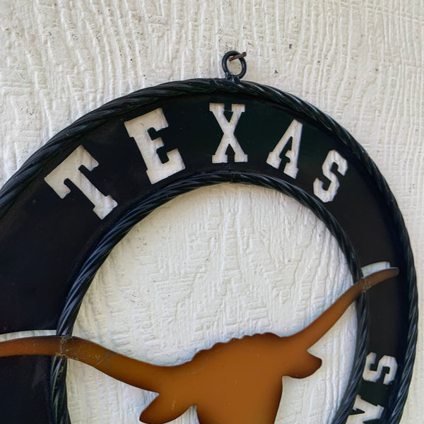TEXAS LONGHORNS WIDE BAND RING METAL CUSTOM VINTAGE CRAFT WALL ART TEAM SIGN HANDMADE
