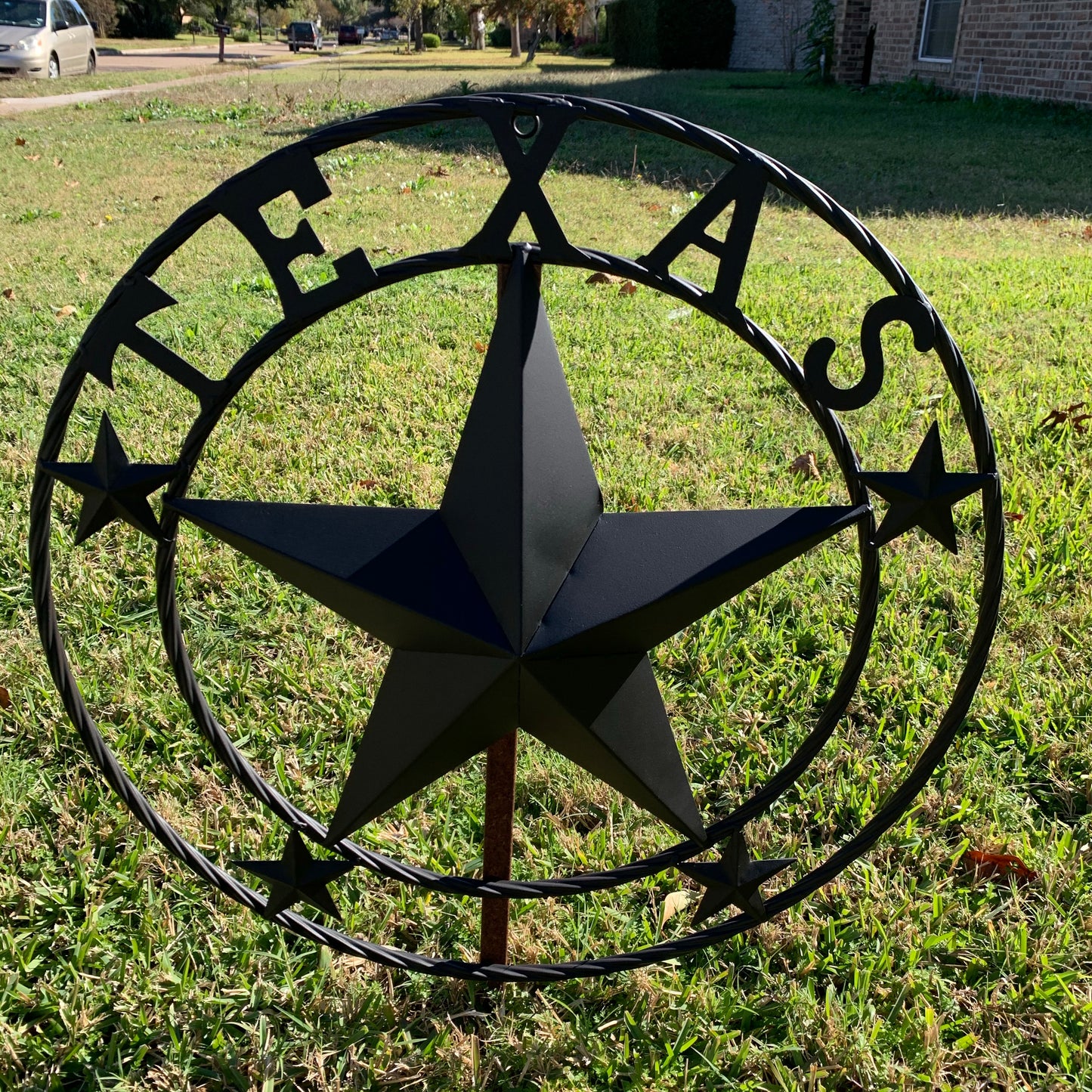 24" TEXAS BLACK STAR BARN STAR METAL ART WESTERN HOME DECOR VINTAGE RUSTIC BLACK