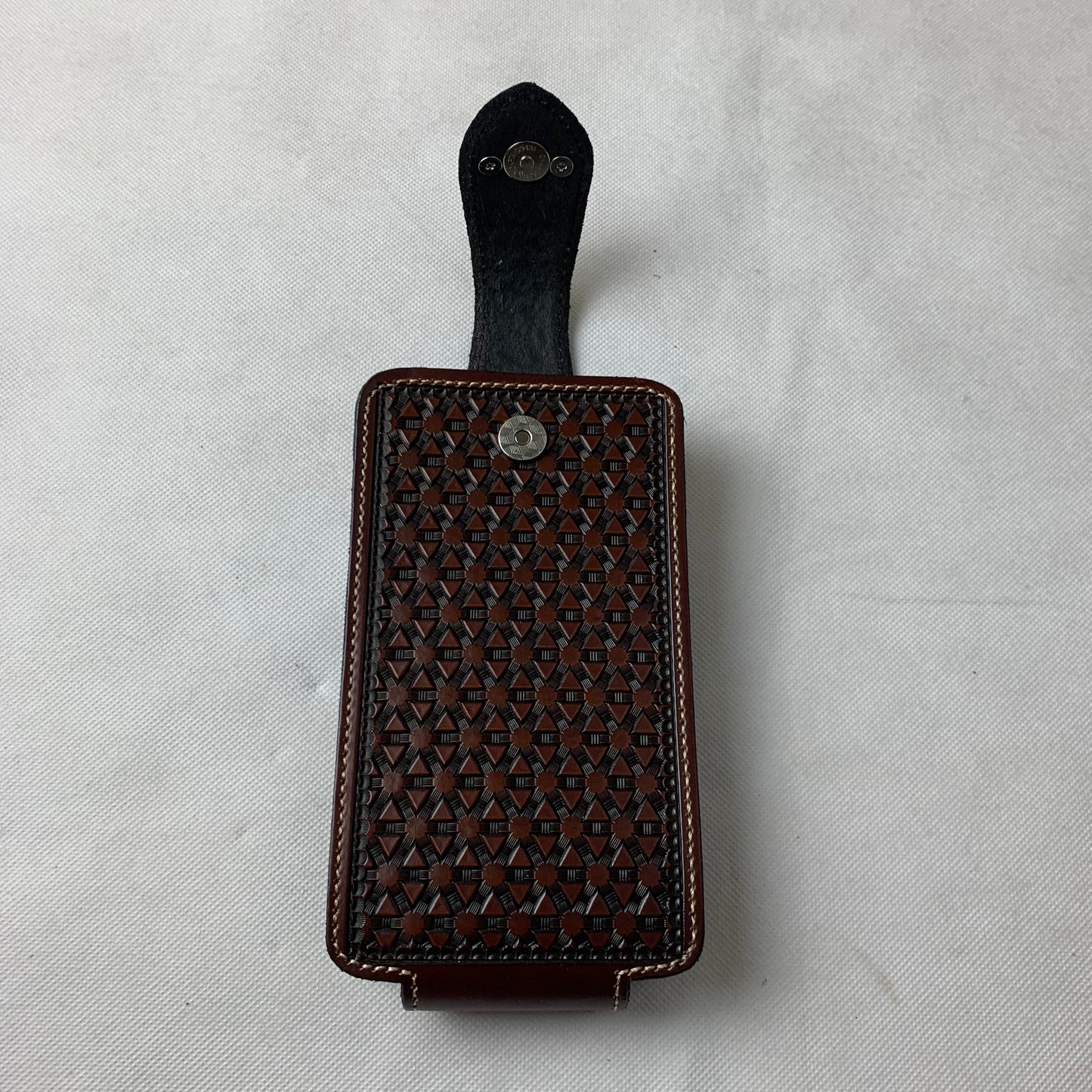 #WS343D 7" COWBOY PRAYER COFFEE BROWN LEATHER POUCH EXTRA LARGE  BELT LOOP HOLSTER CELL PHONE CASE UNIVERSAL OVERSIZE--FREE SHIPPING