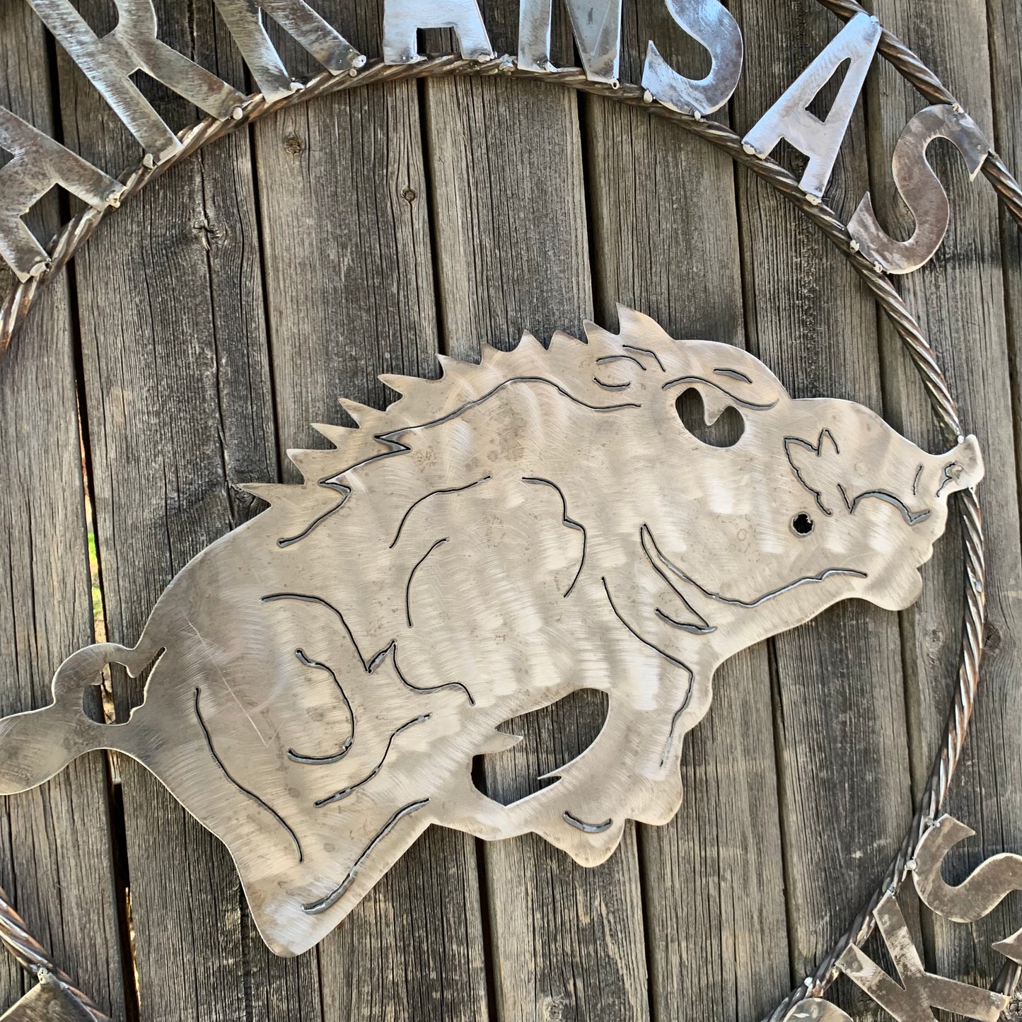 ARKANSAS RAZORBACKS CUSTOM RAW METAL VINTAGE CRAFT TEAM SIGN OFFICIAL LICENSED PRODUCT