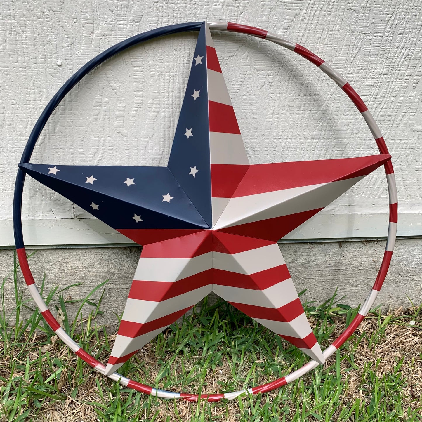 AMERICAN USA FLAG BARN STAR METAL RED BEIGE BLUE STAR 12",16",24",32"36",38",40",48