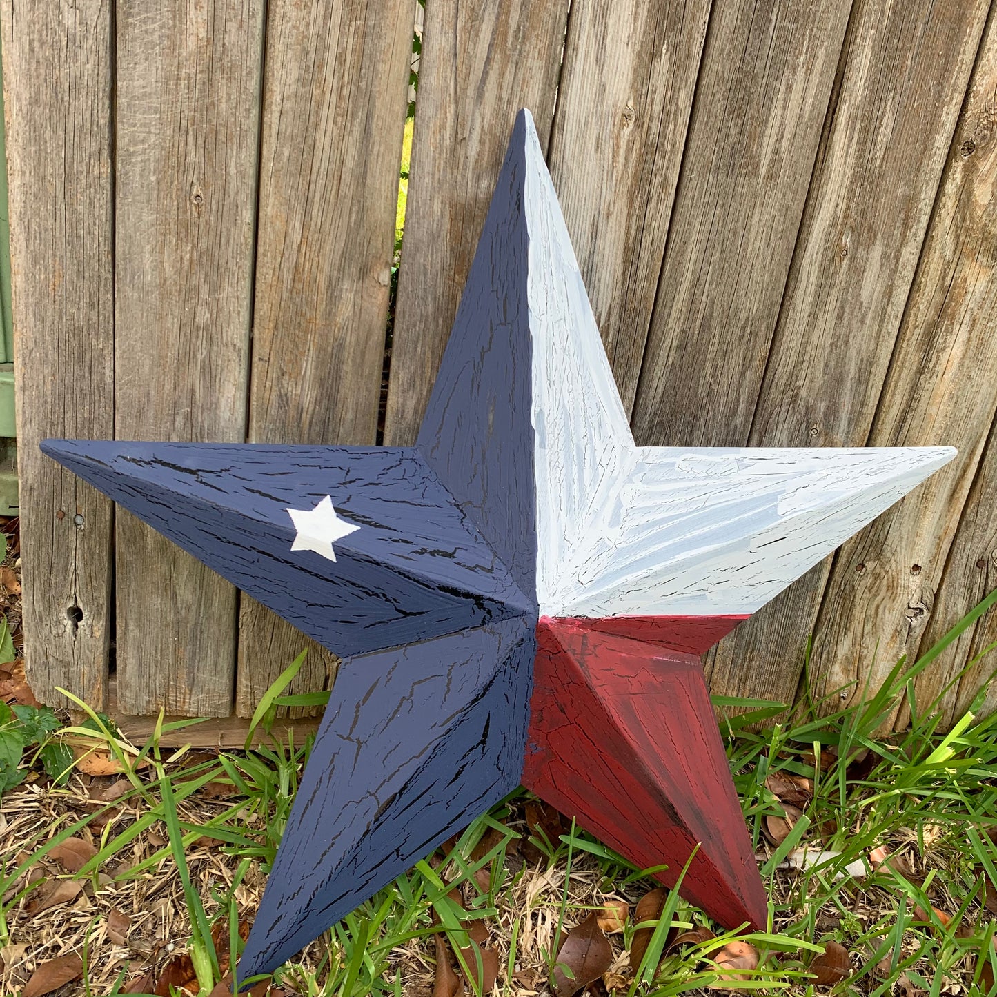 CRACKLE STYLE RED WHITE & BLUE METAL BARN STAR METAL WALL ART WESTERN HOME DECOR RUSTIC NEW