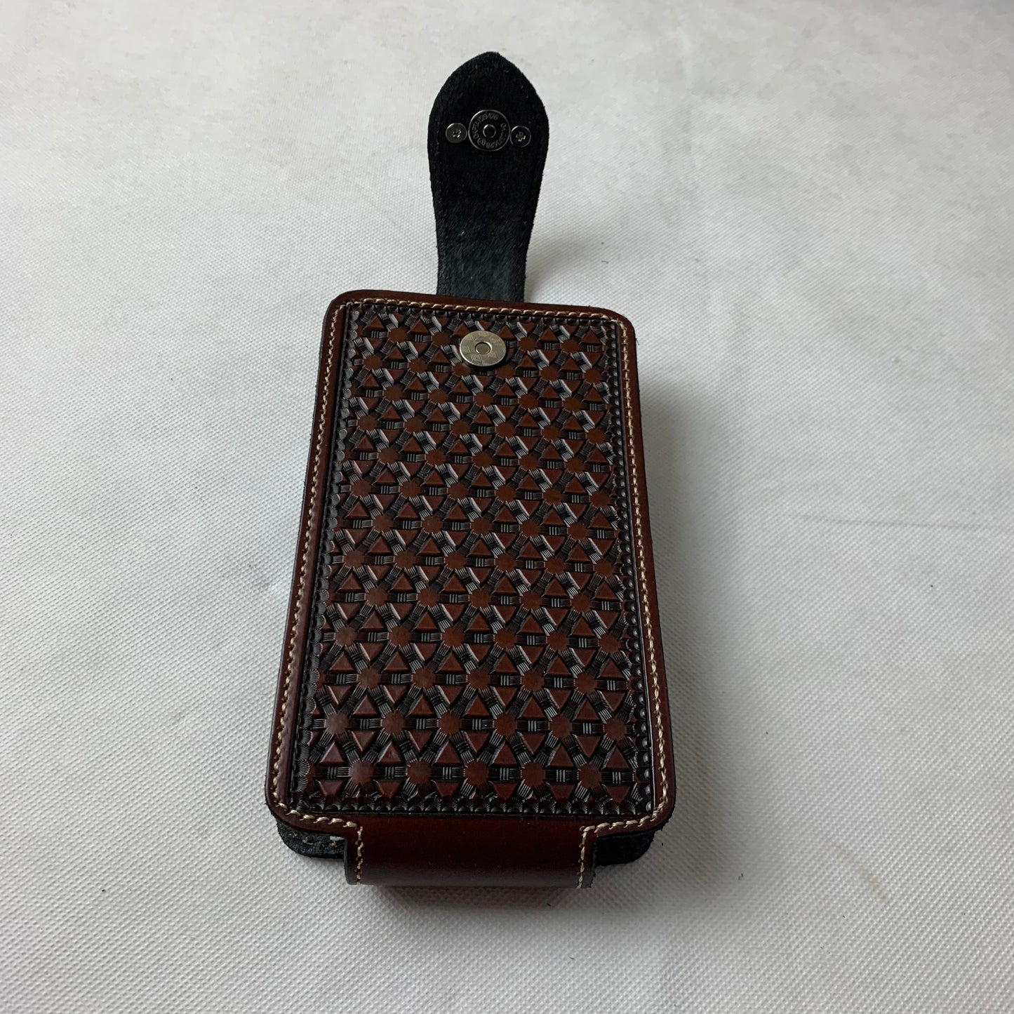 #WS343D 7" COWBOY PRAYER COFFEE BROWN LEATHER POUCH EXTRA LARGE  BELT LOOP HOLSTER CELL PHONE CASE UNIVERSAL OVERSIZE--FREE SHIPPING