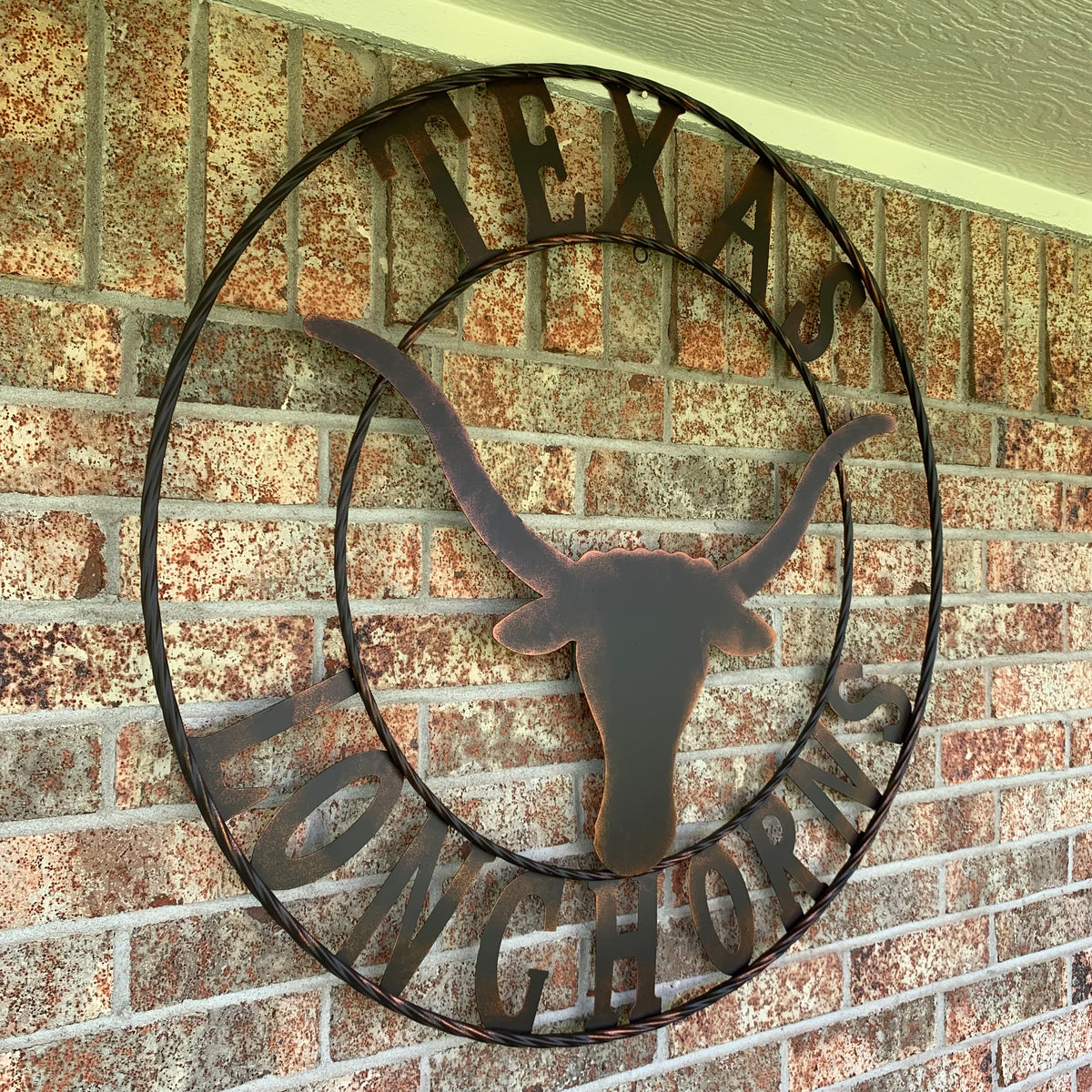 TEXAS LONGHORNS CUSTOM METAL VINTAGE CRAFT SIGN TEAM ART WESTERN HOME DECOR RUSTIC BRONZE HANDMADE #EH12565