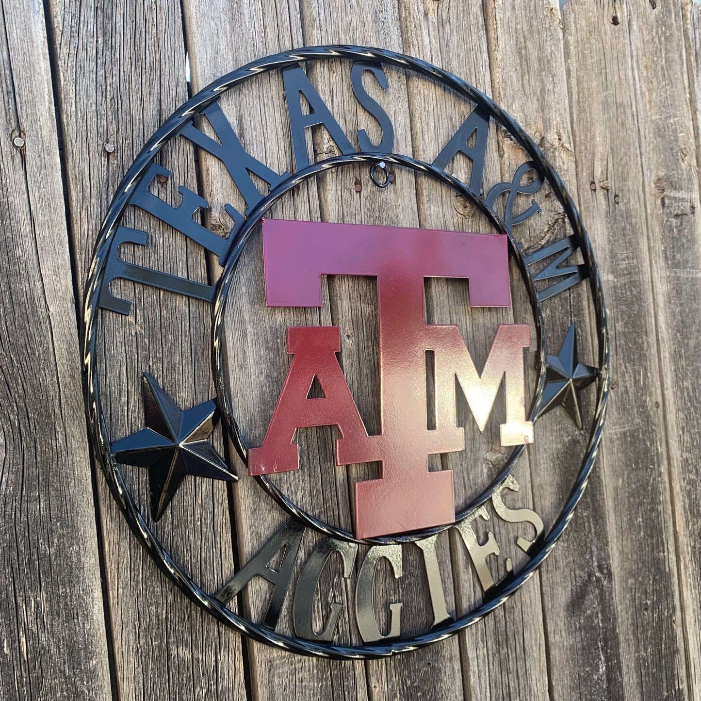 TEXAS A&M WITH STARS CUSTOM METAL VINTAGE CRAFT SIGN WALL ART TEAM SIGN HANDMADE