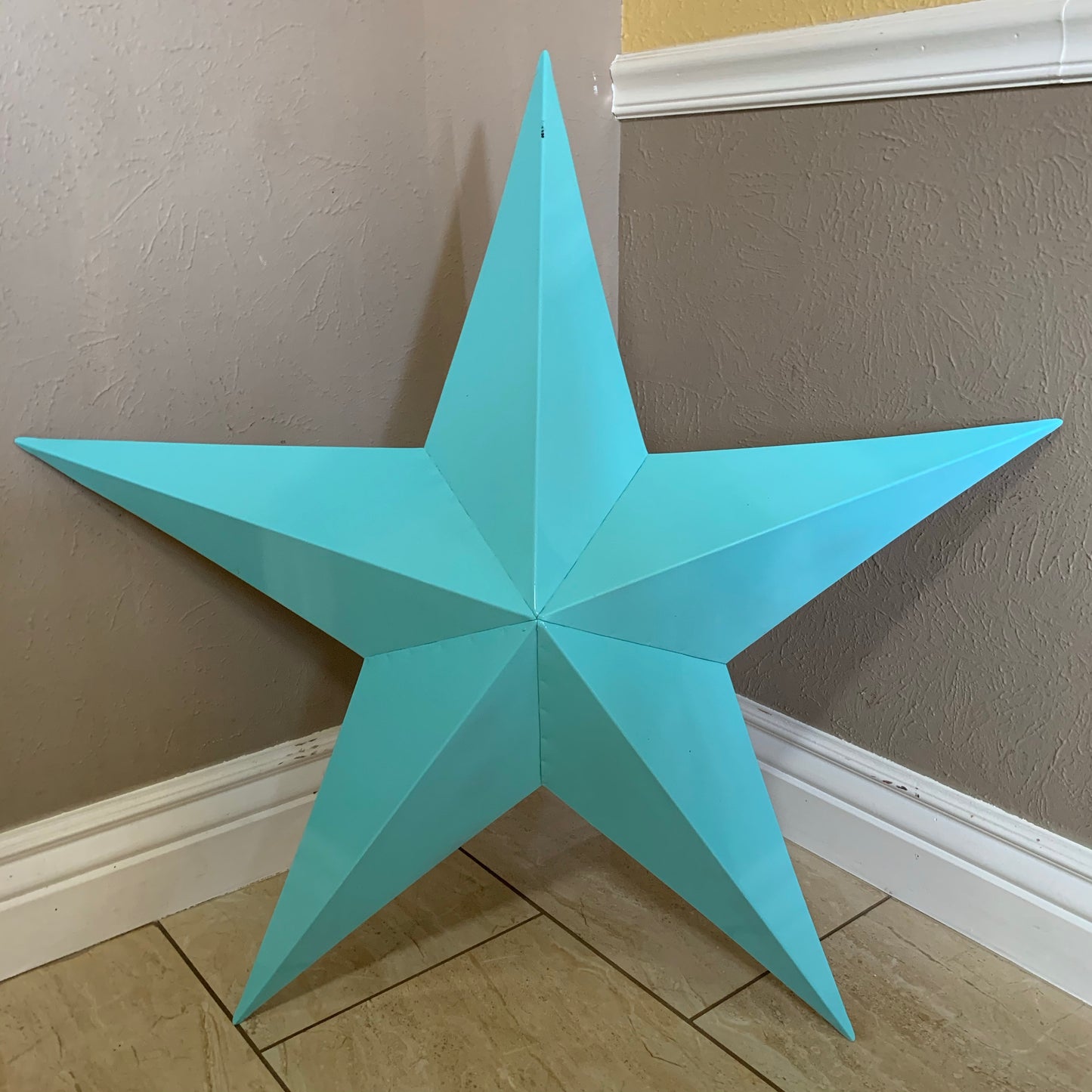 #EH11132 TURQUOISE BARN METAL STAR WALL ART WESTERN HOME DECOR HANDMADE NEW