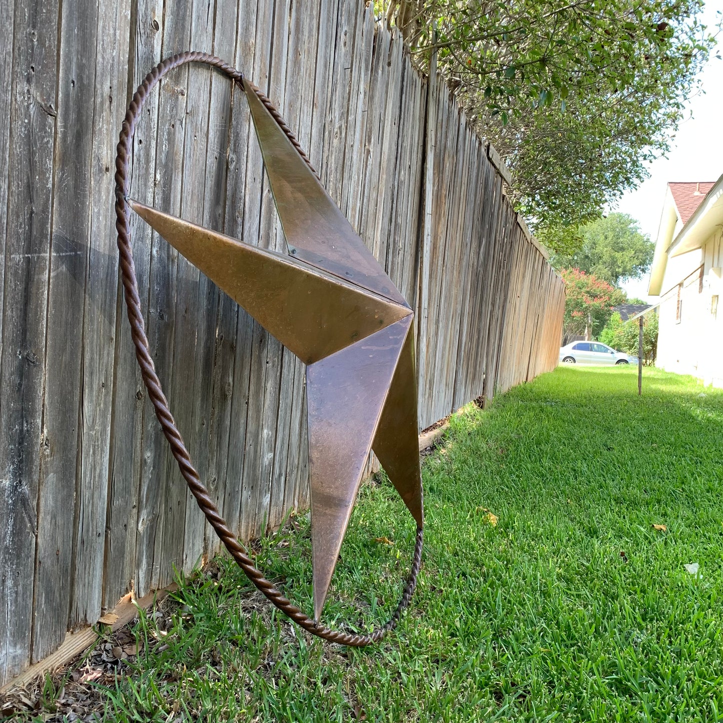 #EH10507 TEXAS GIANT 8,6,5,4 FOOT NATURAL RUSTIC SEALED UNPAINTED LARGE OVERSIZE METAL LONESTAR GENUINE RUST PATINA LONE STAR TWISTED ROPE RING 4,5,6,8 FOOT