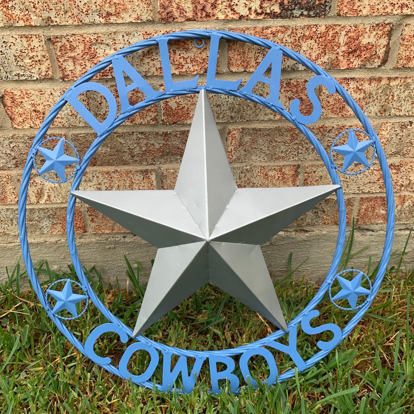 DALLAS COWBOYS LIGHT BLUE & SILVER DECOR METAL ART WESTERN HOME WALL DECOR SIZE:24",32",36",40",42",44",46",50"