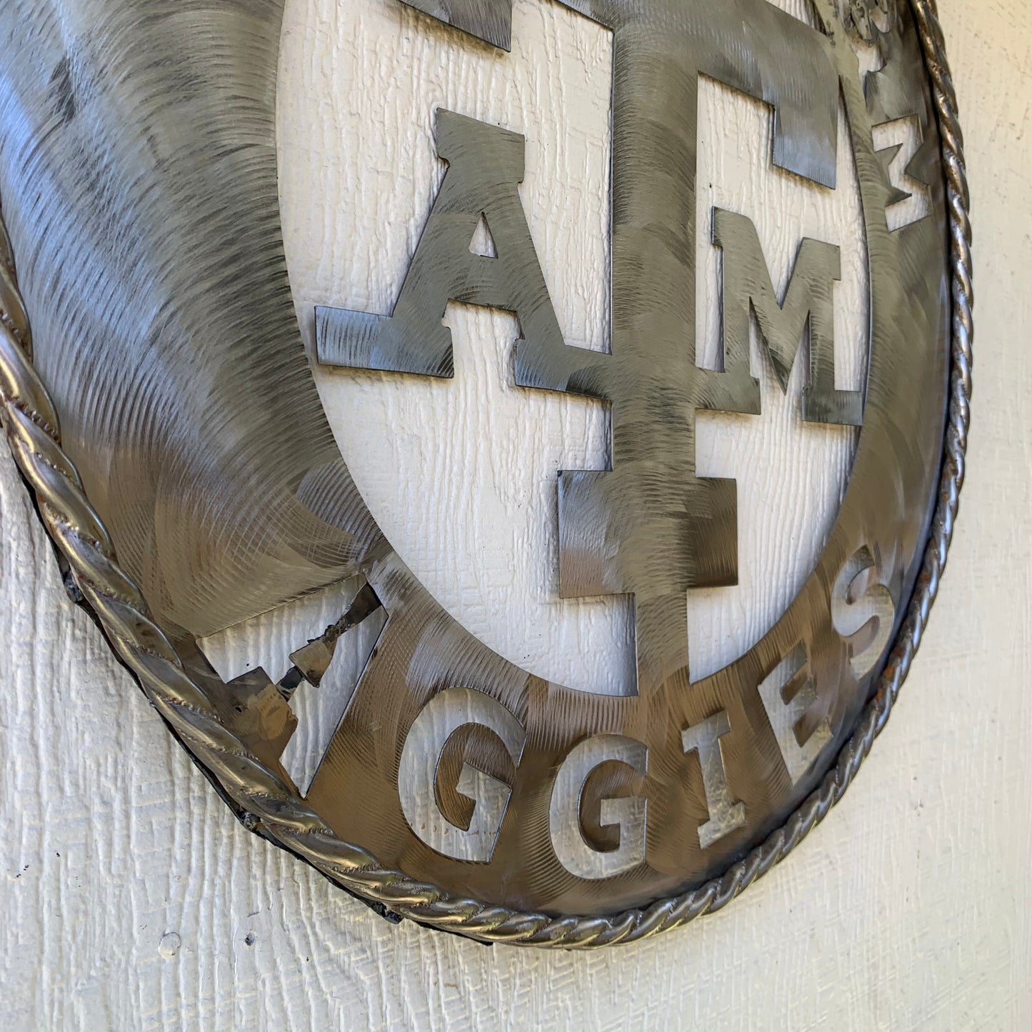 TEXAS A&M WIDE BAND RAW METAL CUSTOM VINTAGE CRAFT WALL ART TEAM SIGN HANDMADE