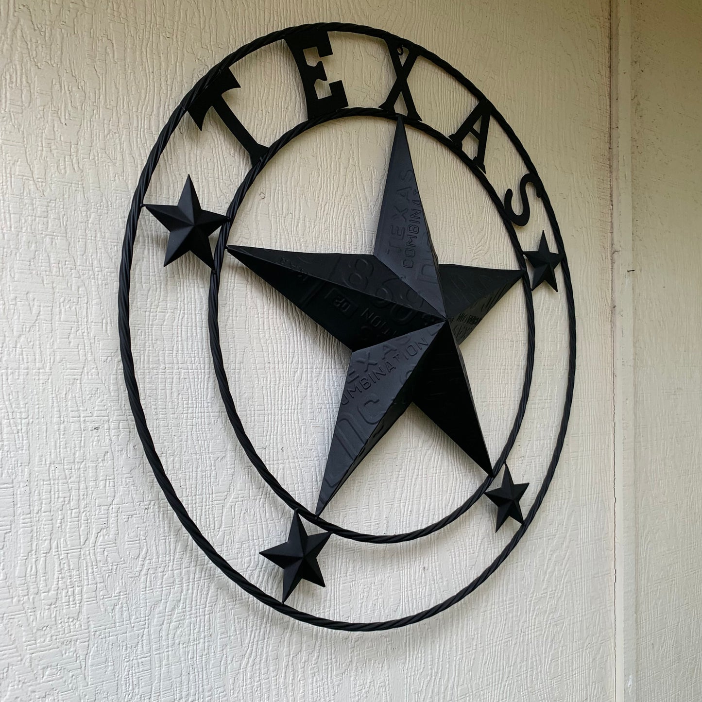 24", 32", 34", 40" TEXAS LICENSE PLATE RUSTIC BLACK BARN STAR METAL WALL WESTERN HOME DECOR RUSTIC TEXAS ART NEW