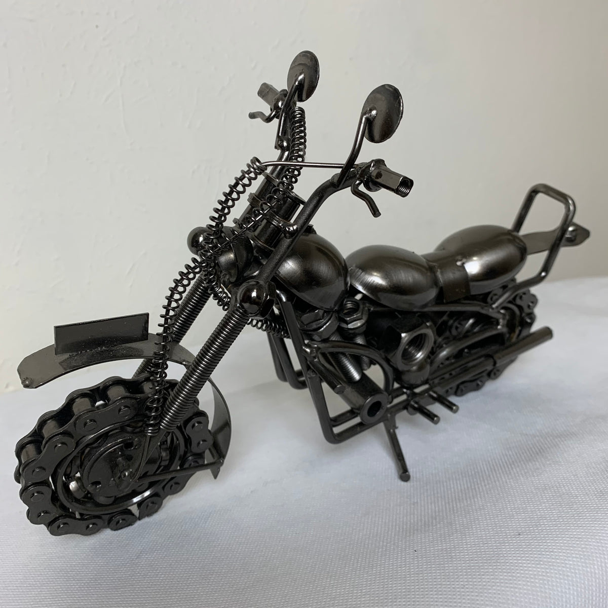 12" HARLEY STYLE MOTORCYCLE GUN METAL WESTERN HOME BAR DECOR NEW