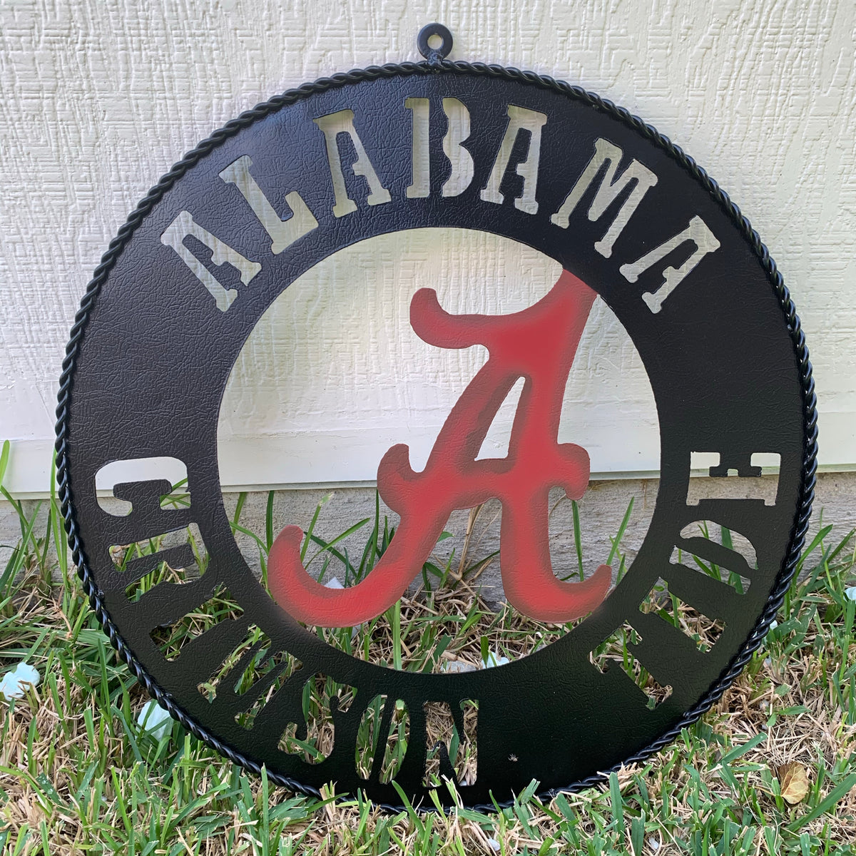 ALABAMA CRIMSON TIDE WIDE BAND RING CUSTOM METAL VINTAGE SIGN TEAM HANDMADE