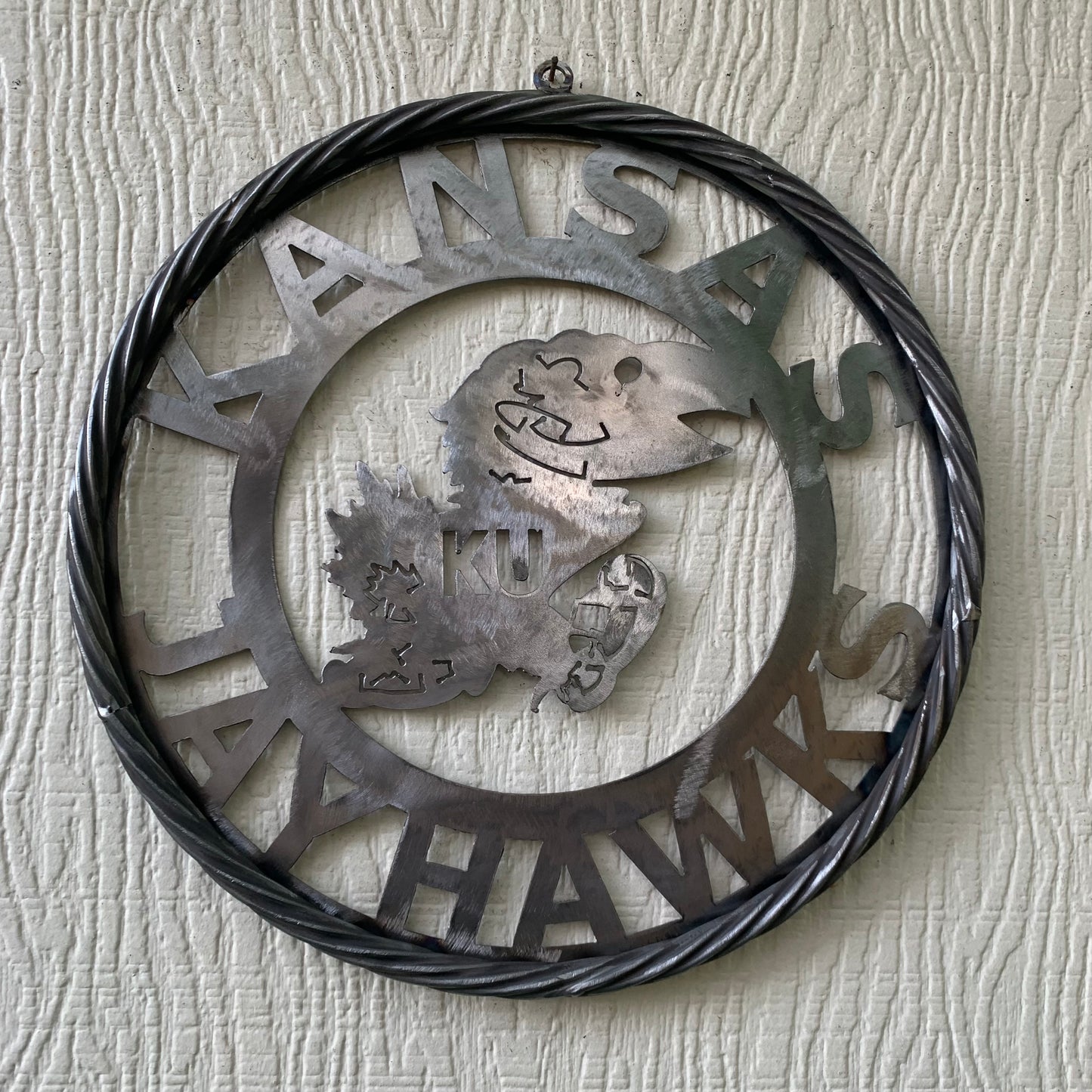 KANSAS JAYHAWKS RAW METAL CUSTOM VINTAGE CRAFT WALL ART TEAM SIGN HANDMADE