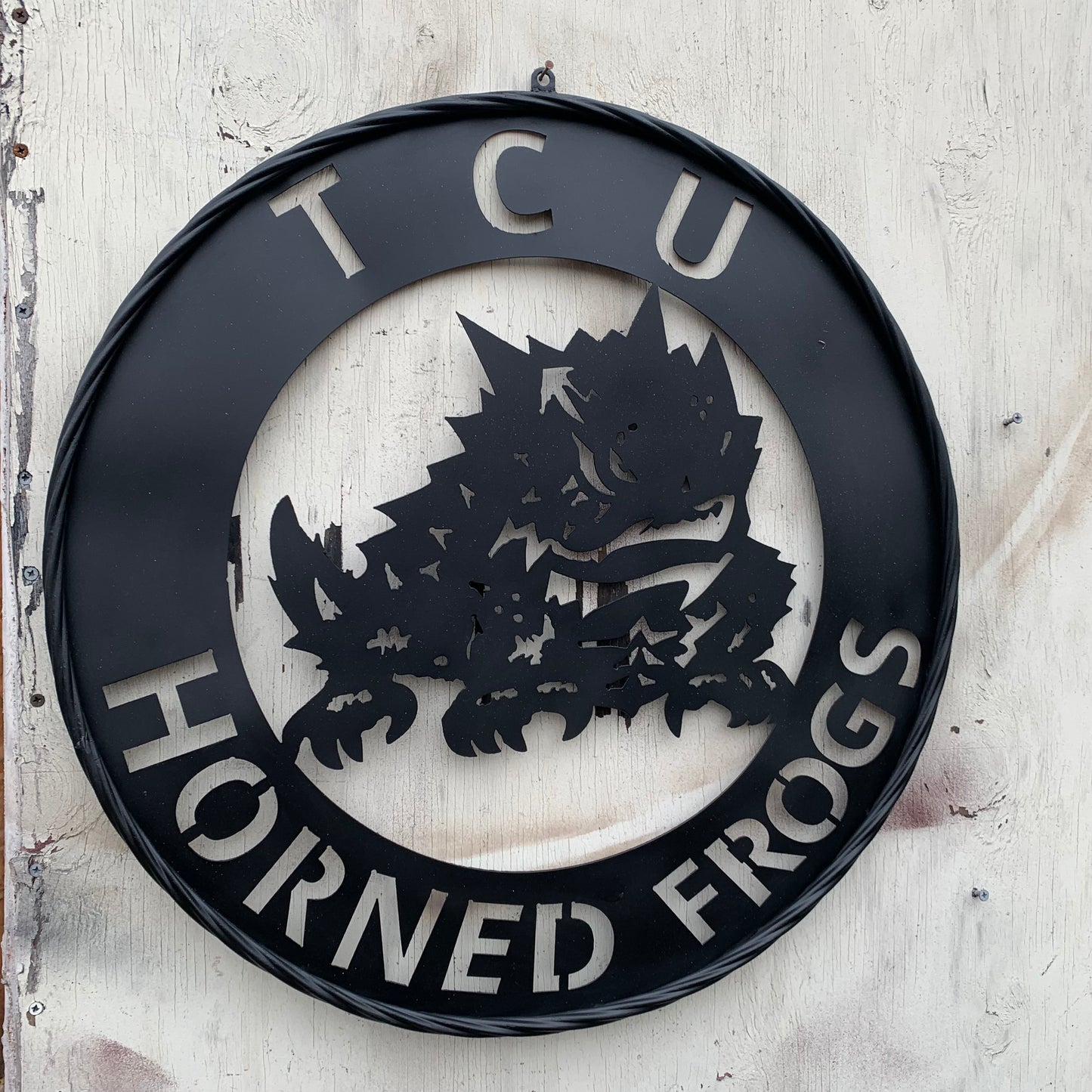 TCU HORNED FROGS CUSTOM BLACK METAL VINTAGE CRAFT SIGN HANDMADE