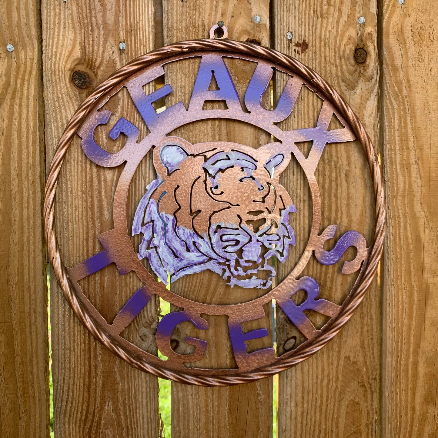 12",18",24",32" GEAUX TIGERS CUSTOM VINTAGE METAL CRAFT TEAM WALL ART HANDMADE