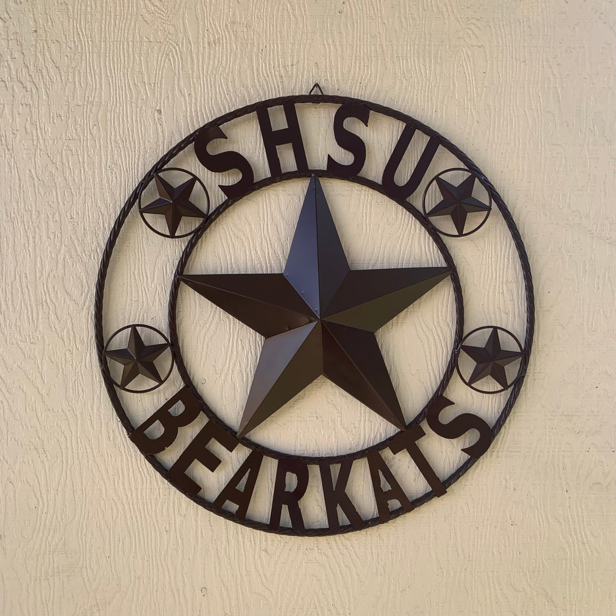 24",32" SHSU SAM HOUSTON BEARKATS RUSTIC DARK BROWN METAL CUSTOM VINTAGE CRAFT RUSTIC BROWN TEAM STAR HANDMADE