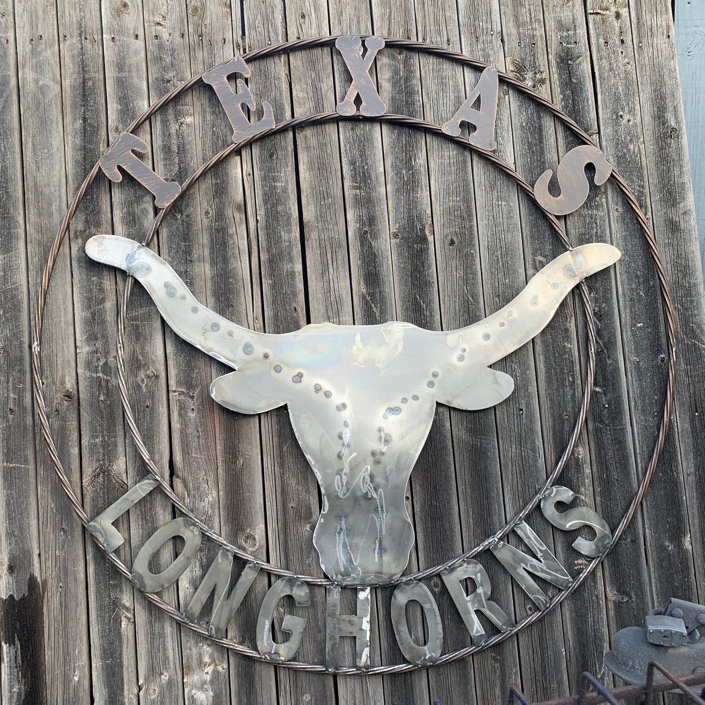50" TEXAS LONGHORNS LARGE CUSTOM RAW METAL VINTAGE CRAFT SIGN TEAM ART UNPAINTED WESTERN HOME DECOR HANDMADE STEEL #EH12570