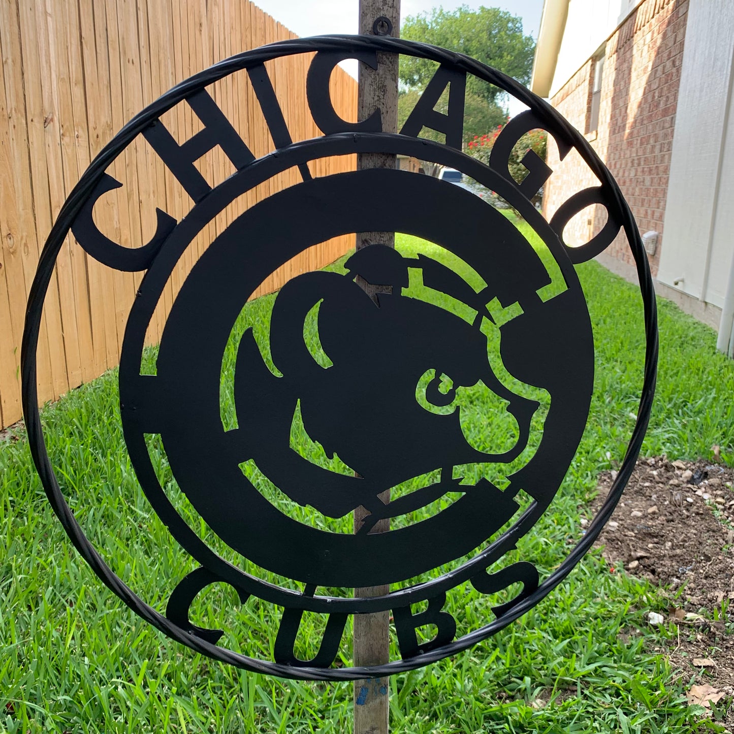 12", 18", 24", 32" CHICAGO CUBS CUSTOM BLACK & RAW METAL VINTAGE CRAFT TEAM SPORTS SIGN HANDMADE