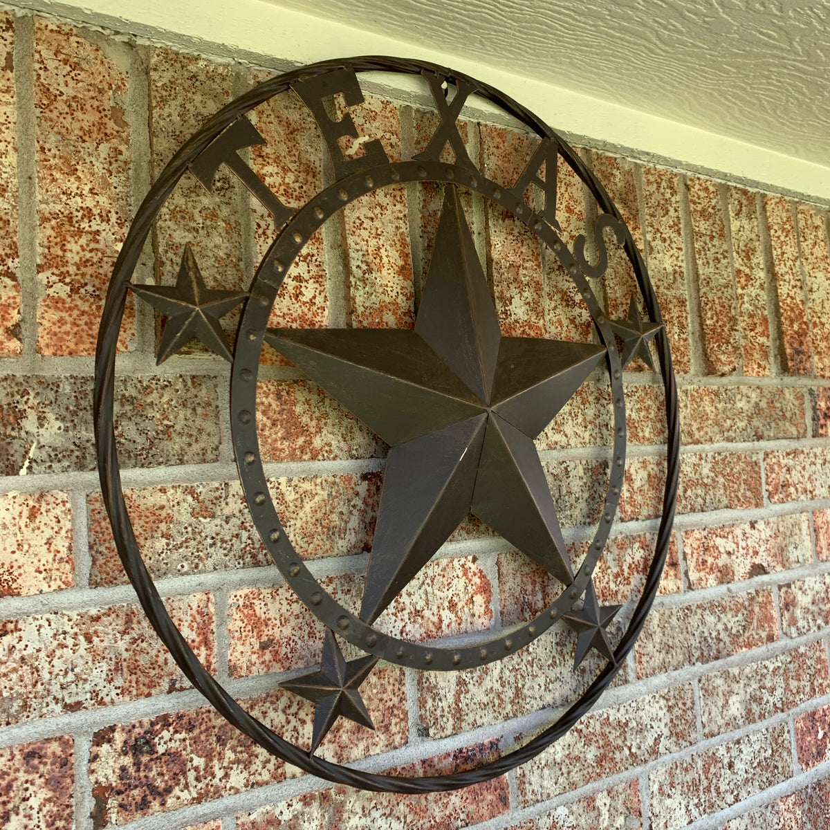 24" TEXAS BEADED COLIBROX BARN STAR METAL LONE STAR WESTERN HOME DECOR HANDMADE RUSTIC BRONZE COPPER NEW