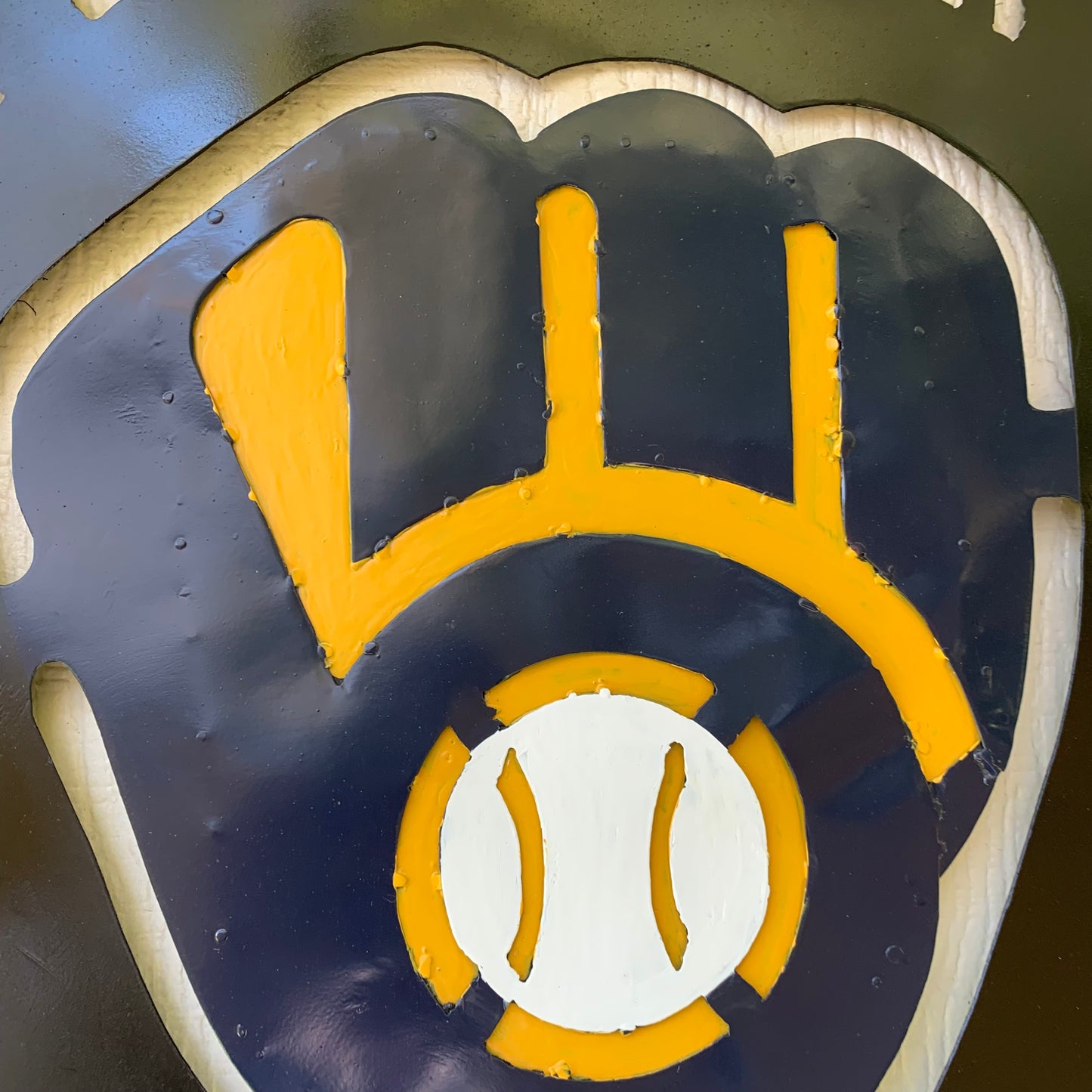 24" MILWAUKEE BREWERS WIDE BAND DISC CUSTOM METAL VINTAGE CRAFT TEAM SPORTS SIGN HANDMADE
