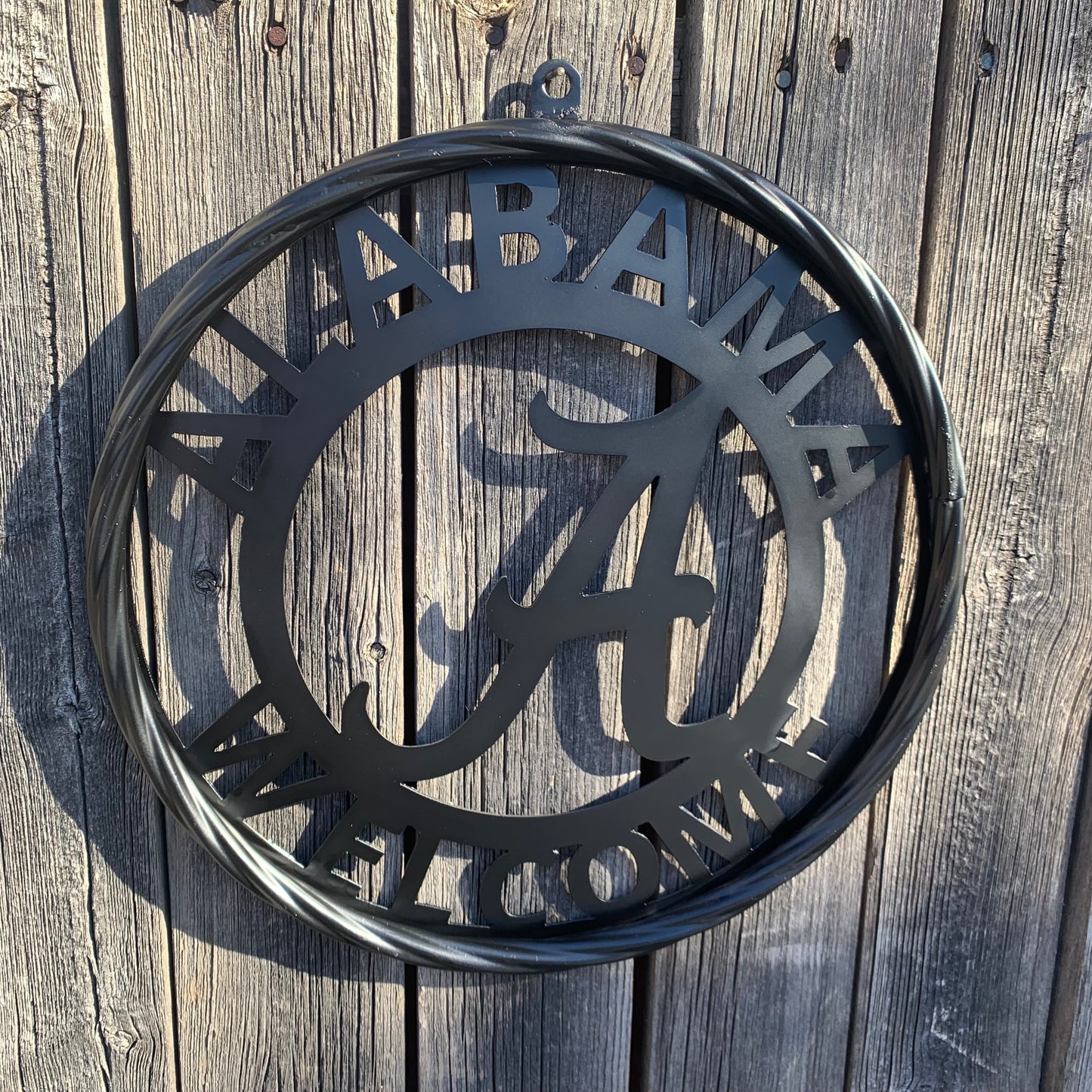 ALABAMA WELCOME CUSTOM ALL BLACK METAL VINTAGE SIGN TEAM HANDMADE