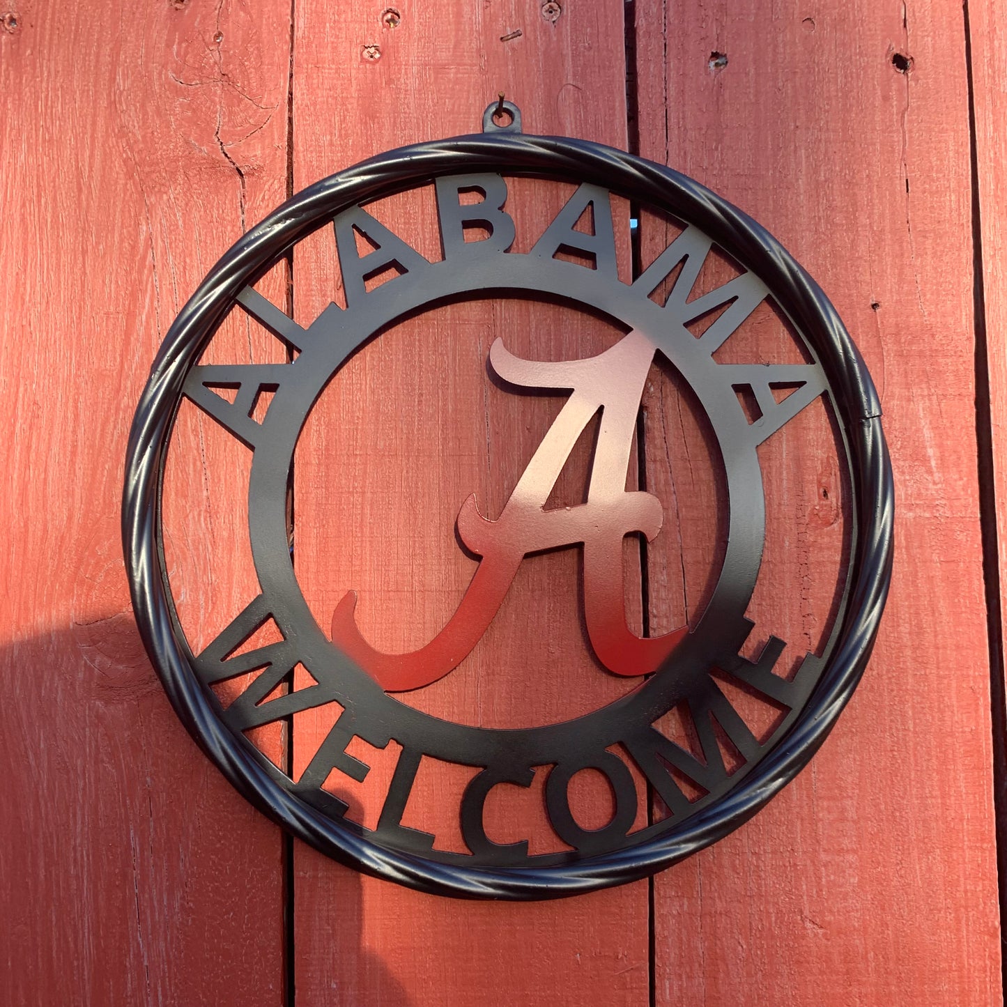 ALABAMA WELCOME RED & BLACK CUSTOM METAL VINTAGE SIGN TEAM HANDMADE