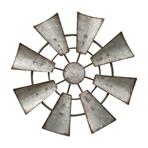 7" GALVANIZED WINDMILL FARMHOUSE WALL ART METAL WESTERN HOME DECOR #EH12172 --FREE SHIPPING