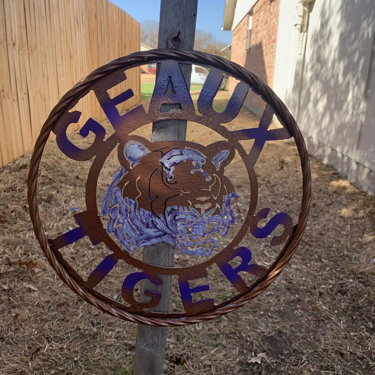 12",18",24",32" GEAUX TIGERS CUSTOM VINTAGE METAL CRAFT TEAM WALL ART HANDMADE