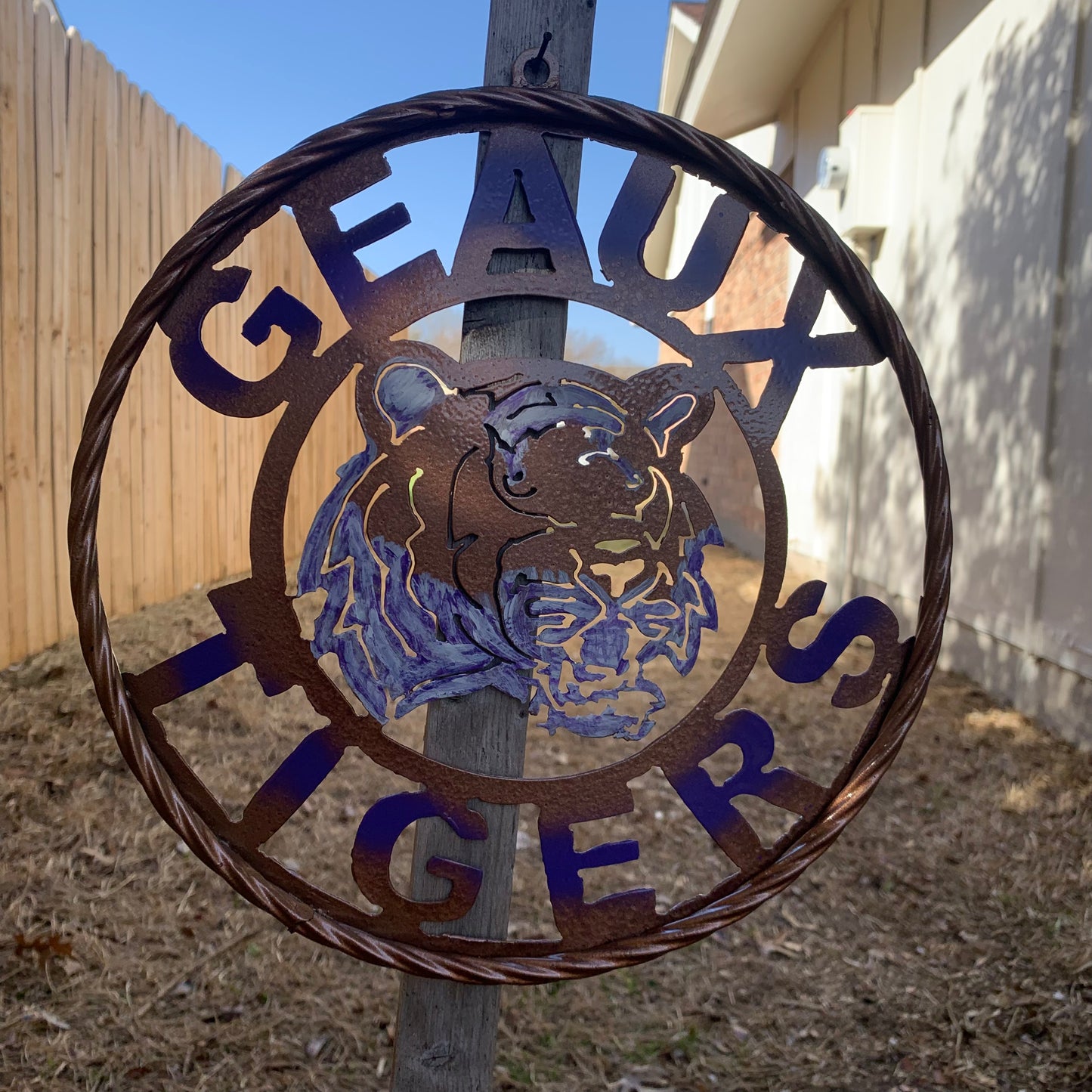 12",18",24",32" GEAUX TIGERS CUSTOM VINTAGE METAL CRAFT TEAM WALL ART HANDMADE