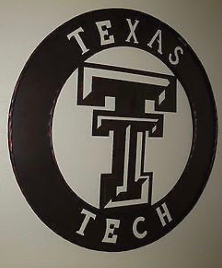 36" TEXAS TECH CUSTOM METAL VINTAGE CRAFT WESTERN HOME DECOR HANDMADE
