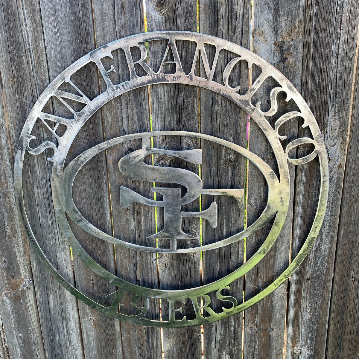 SAN FRANCISCO 49ERS METAL CUSTOM VINTAGE RAW METAL CRAFT TEAM SIGN HANDMADE 12",18",24",32",36",40",50"