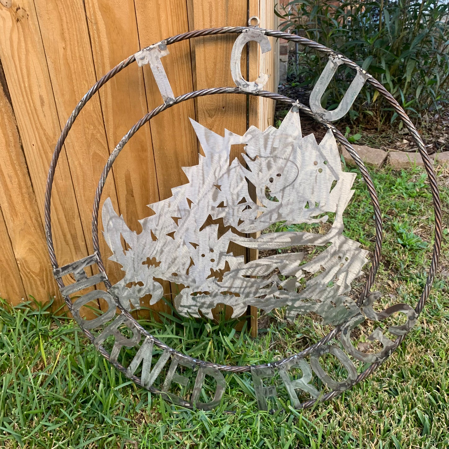 18",24",32" TCU HORNED FROGS RAW METAL CUSTOM VINTAGE CRAFT TEAM SIGN HANDMADE