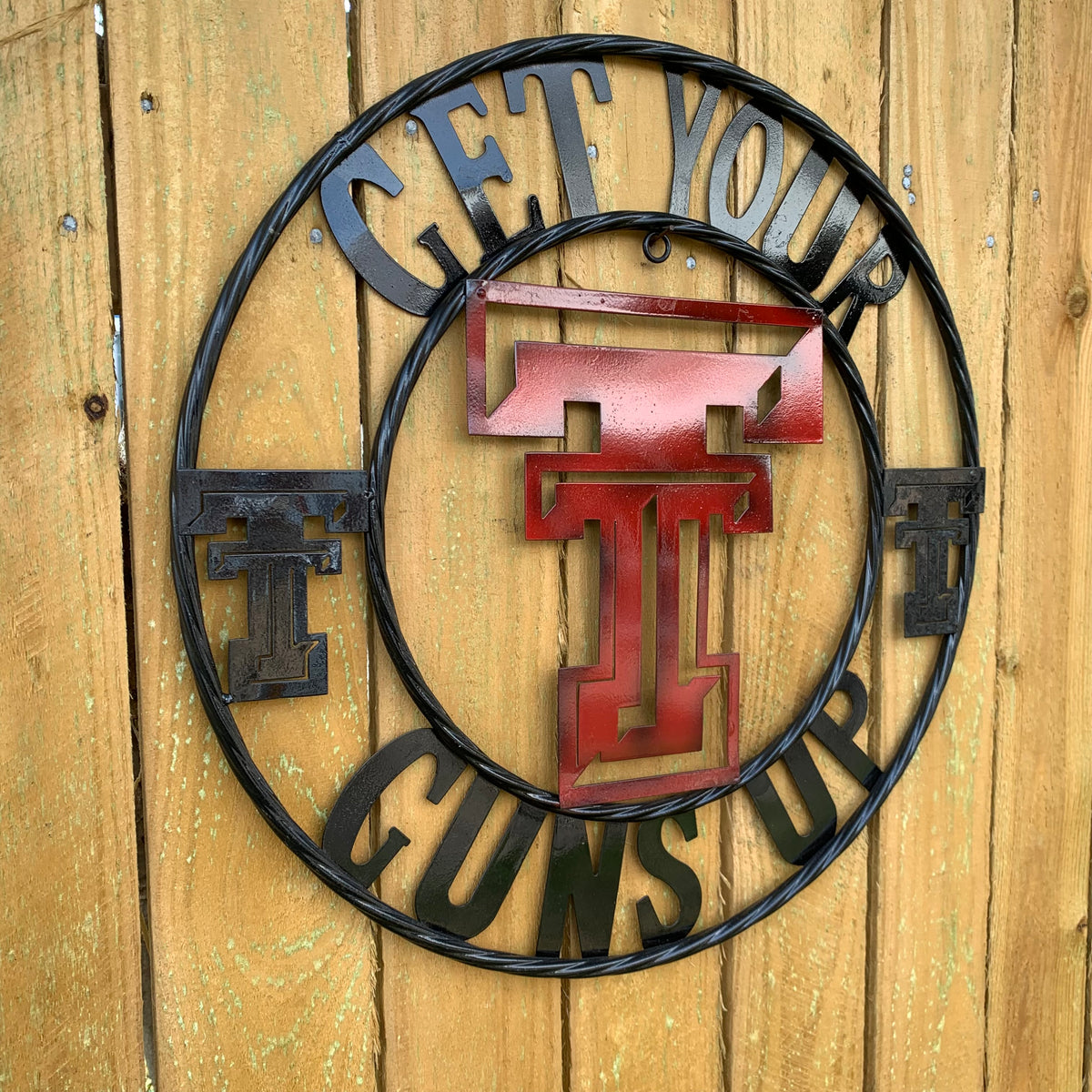 12", 18", 24", 32" GET YOUR GUNS UP TEXAS TECH CUSTOM METAL VINTAGE CRAFT TEAM SIGN