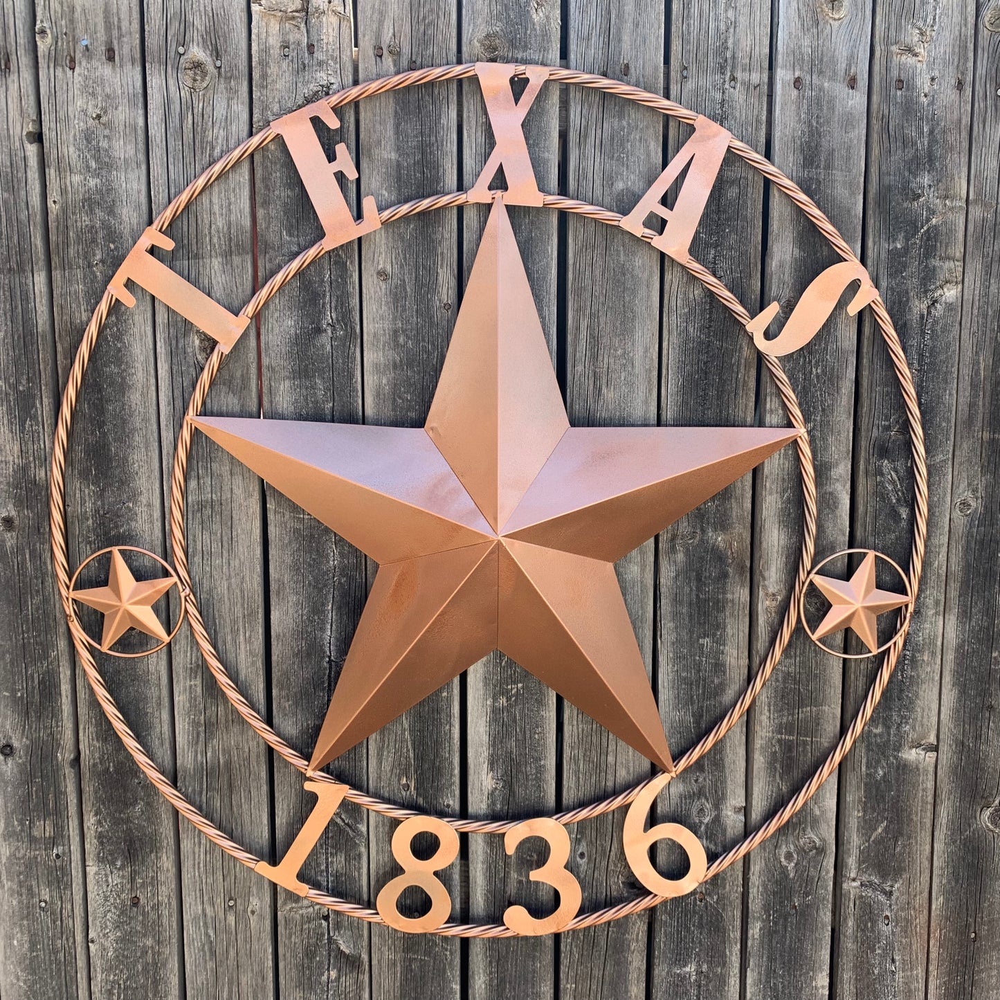 24", 32",36",40" TEXAS 1836 HAMMERED COPPER  BARN STAR METAL WALL WESTERN HOME DECOR HANDMADE NEW