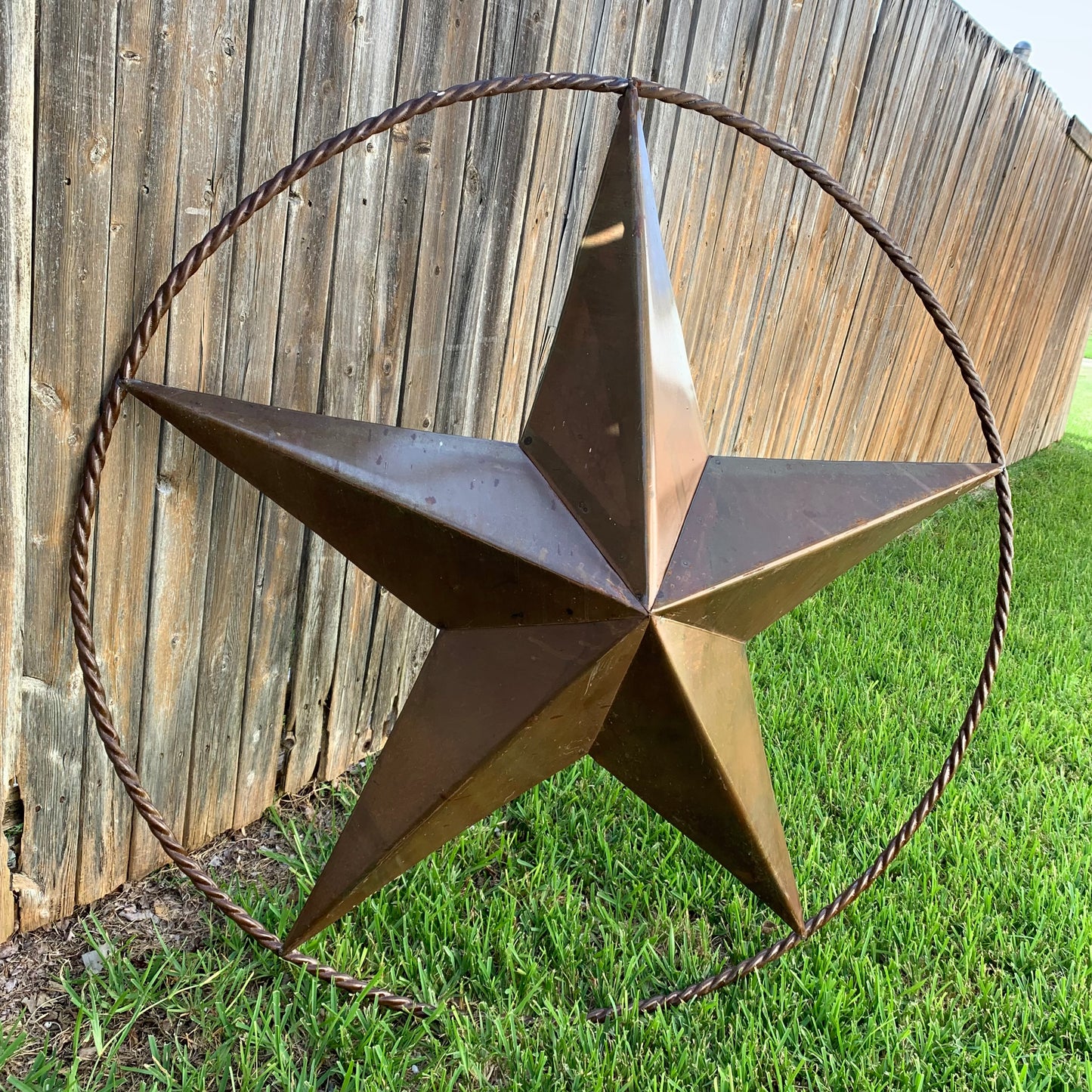 #EH10507 TEXAS GIANT 8,6,5,4 FOOT NATURAL RUSTIC SEALED UNPAINTED LARGE OVERSIZE METAL LONESTAR GENUINE RUST PATINA LONE STAR TWISTED ROPE RING 4,5,6,8 FOOT