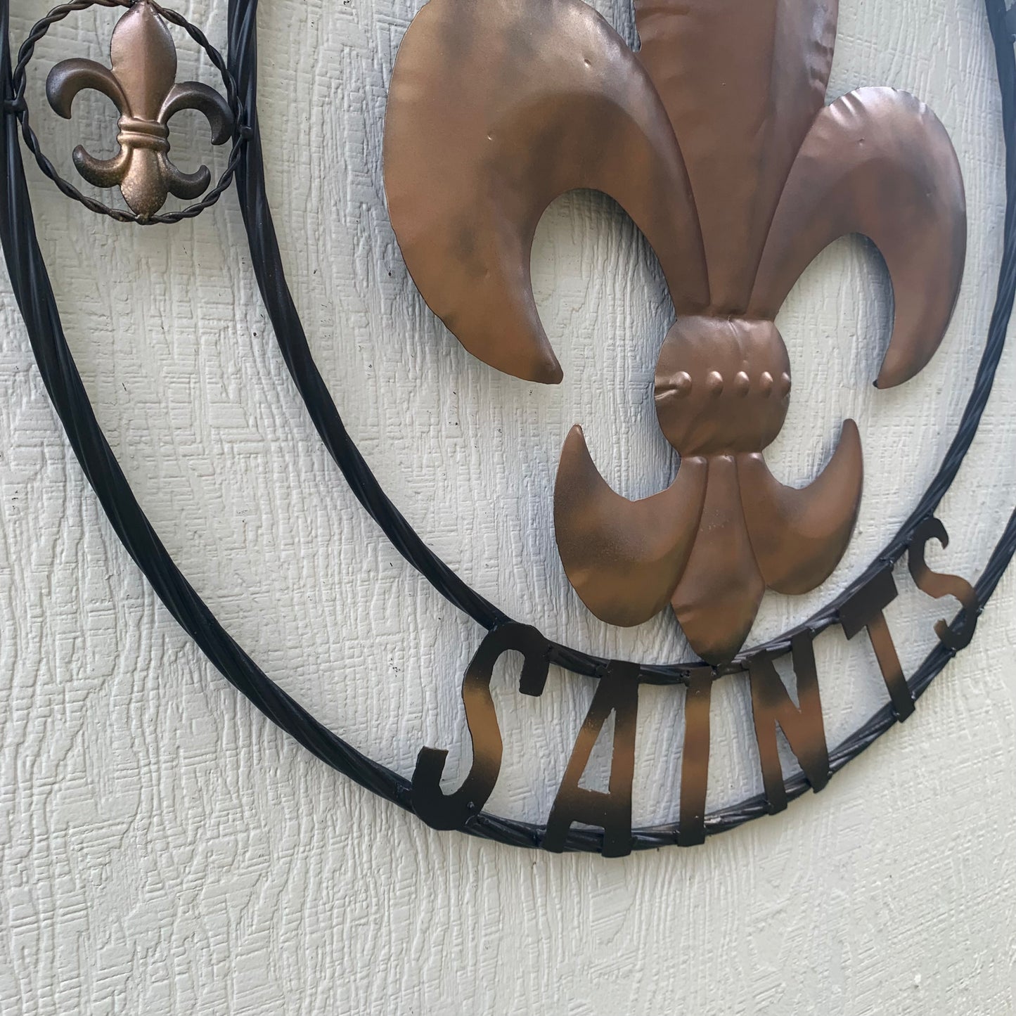 NEW ORLEANS SAINTS METAL SIGN WALL ART WESTERN HOME DECOR GOLD & BLACK HANDMADE #EH10272