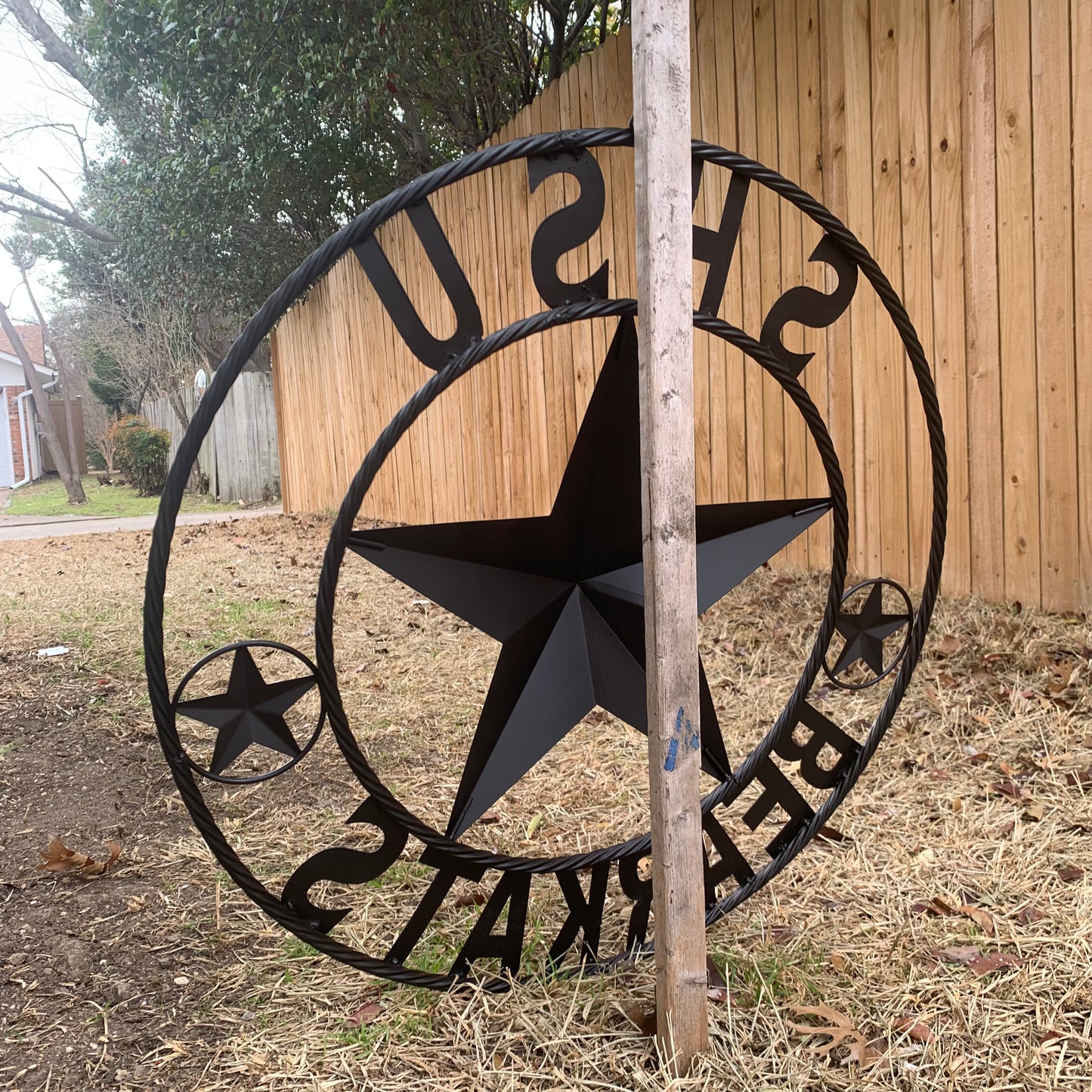 24",32" SHSU SAM HOUSTON BEARKATS RUSTIC BROWN METAL CUSTOM VINTAGE CRAFT RUSTIC BROWN TEAM STAR HANDMADE